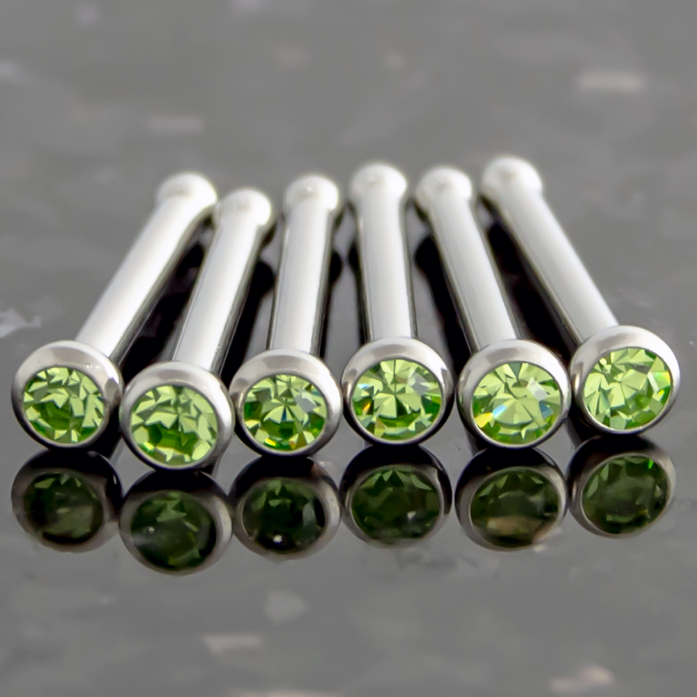 Nose Ring - Nose Studs 18g & 20g Steel Nose Bones With Bezel Set SWAROVSKI Gems - 1 Piece #SPLT#6 -Rebel Bod-RebelBod