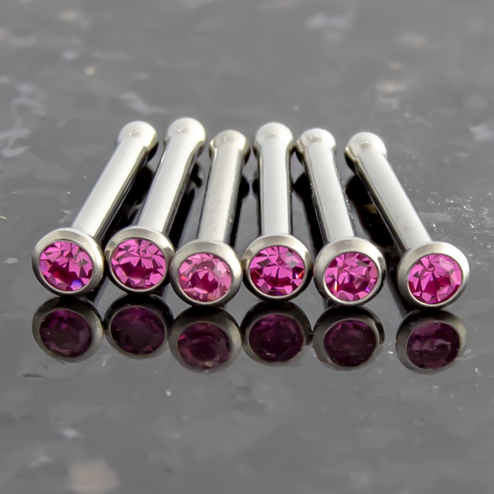Nose Ring - Nose Studs 18g & 20g Steel Nose Bones With Bezel Set SWAROVSKI Gems - 1 Piece #SPLT#6 -Rebel Bod-RebelBod