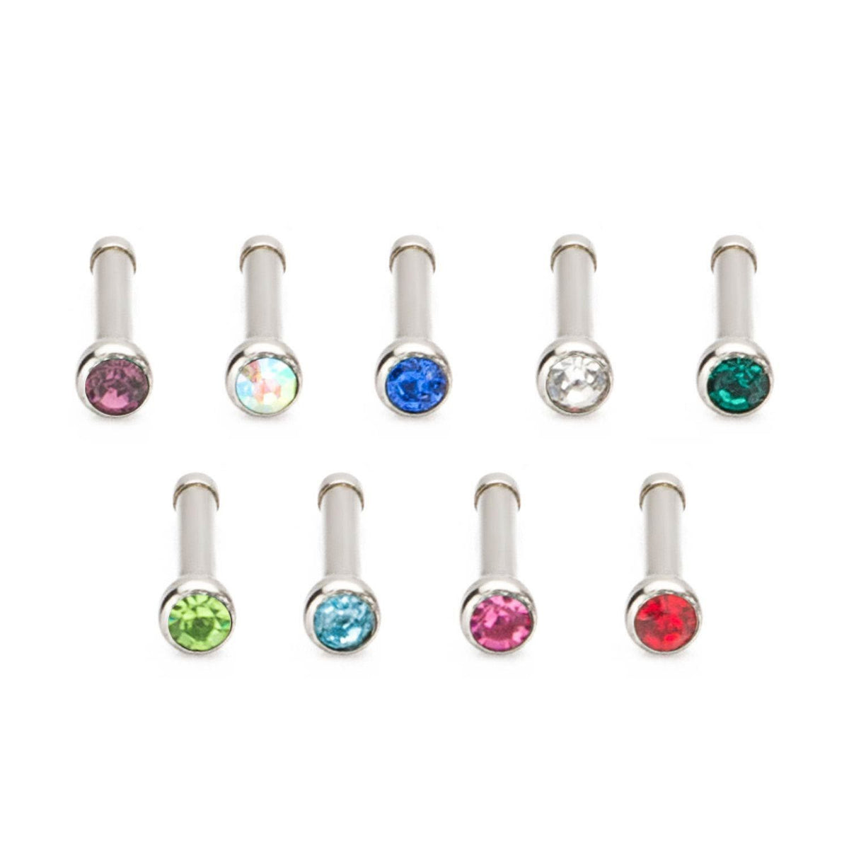 18g 1.5mm Press Fit Gem Top Nose Stud Nose Ring Nose Bone