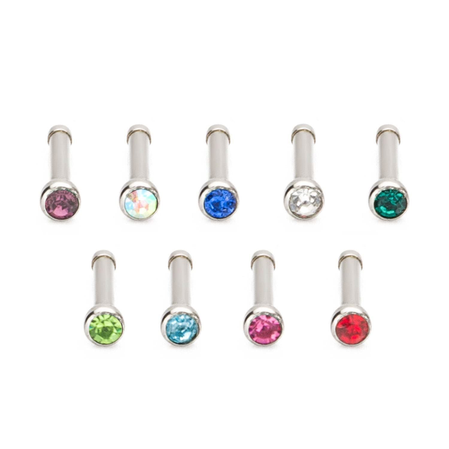 18g w/ 1.5mm Press Fit Gem Top Nose Bone sbvnpfb