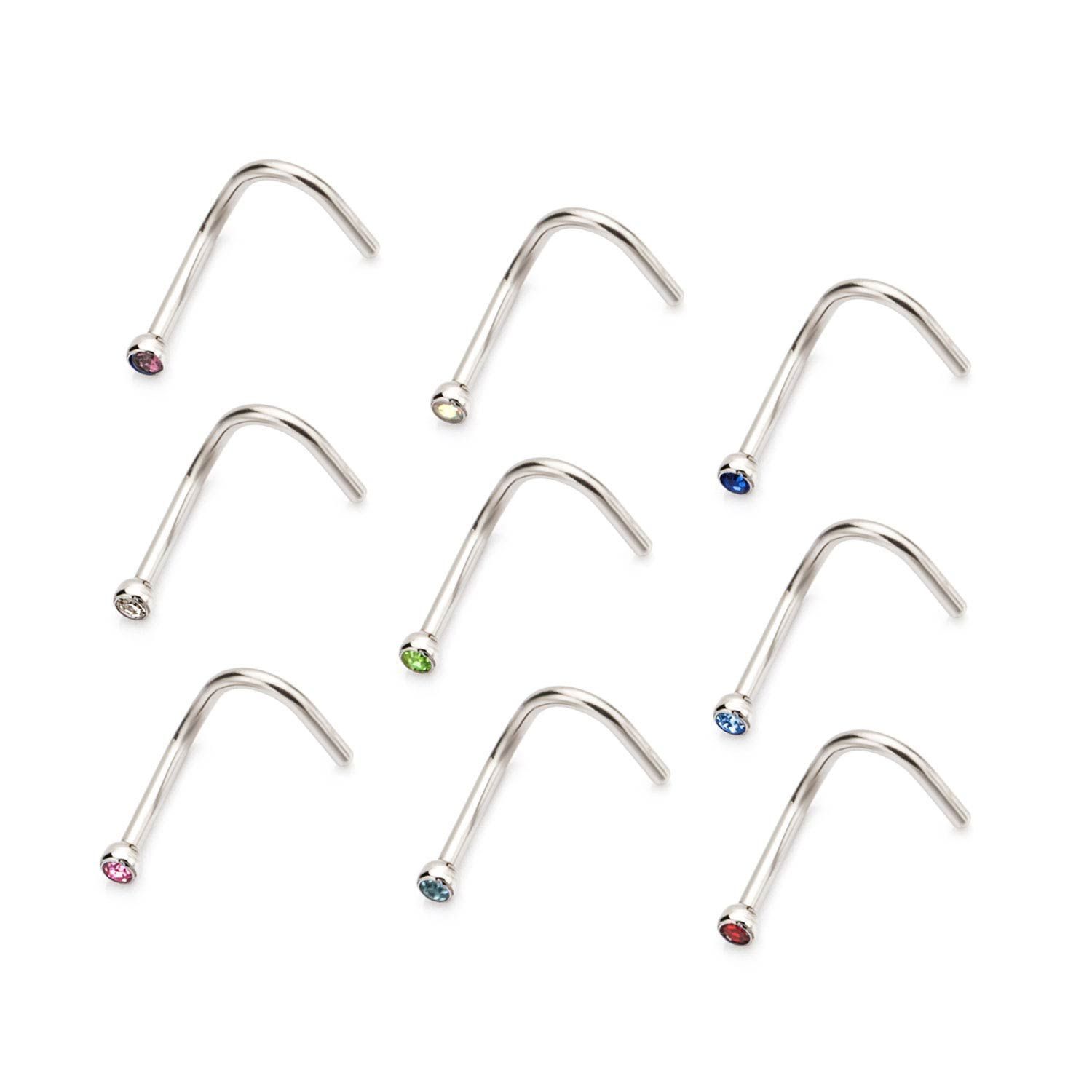 Nose Ring - Nose Screw 18g with 1.5mm Press Fit Gem Top Nose Screw sbvnpfs -Rebel Bod-RebelBod