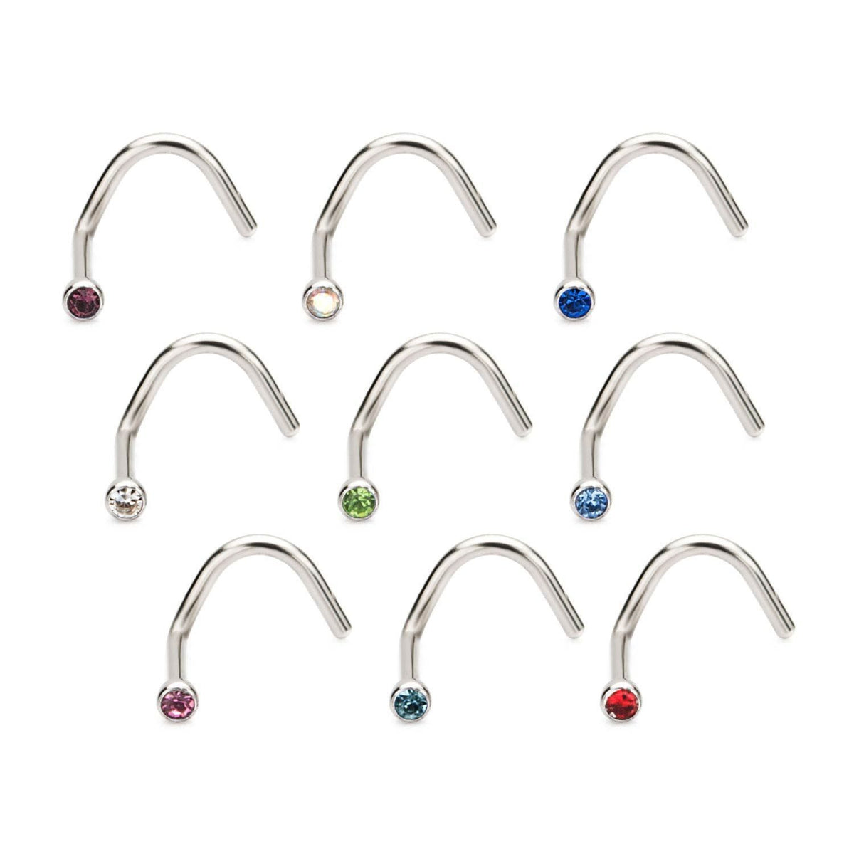 Nose Ring - Nose Screw 18g with 1.5mm Press Fit Gem Top Nose Screw sbvnpfs -Rebel Bod-RebelBod
