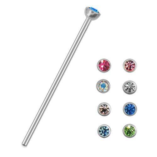 Nose Ring - Nose Pin 19g Nose Pin with 2.2mm Gem Tops Bend to Fit sbvlft972 -Rebel Bod-RebelBod