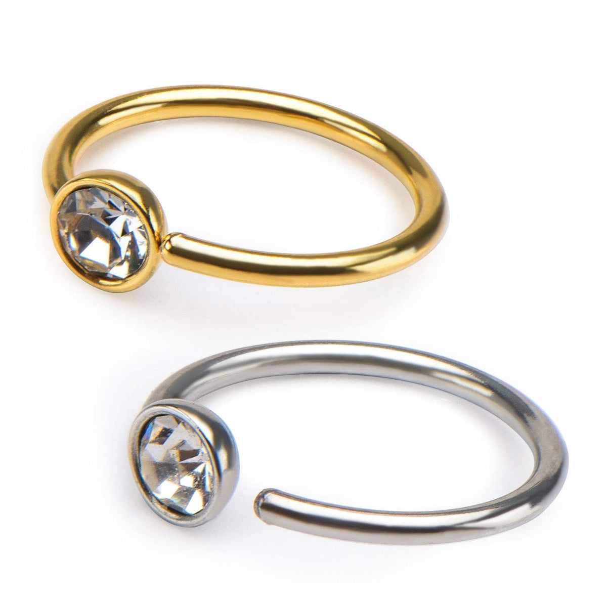 20g 5/16 Bezel Set Clear Gem Bendable Split Ring - 1 Piece