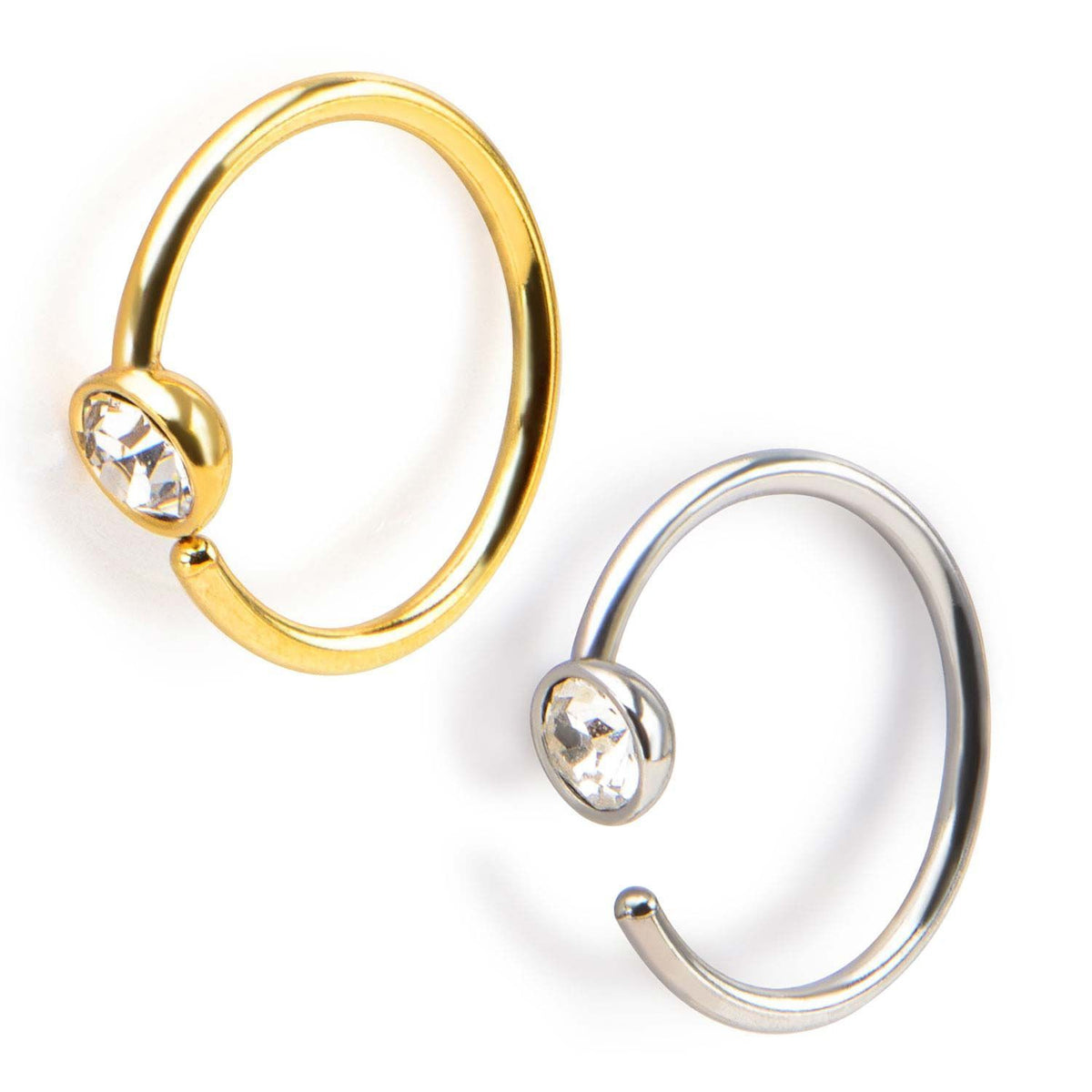 20g 5/16 Bezel Set Clear Gem Bendable Split Ring - 1 Piece