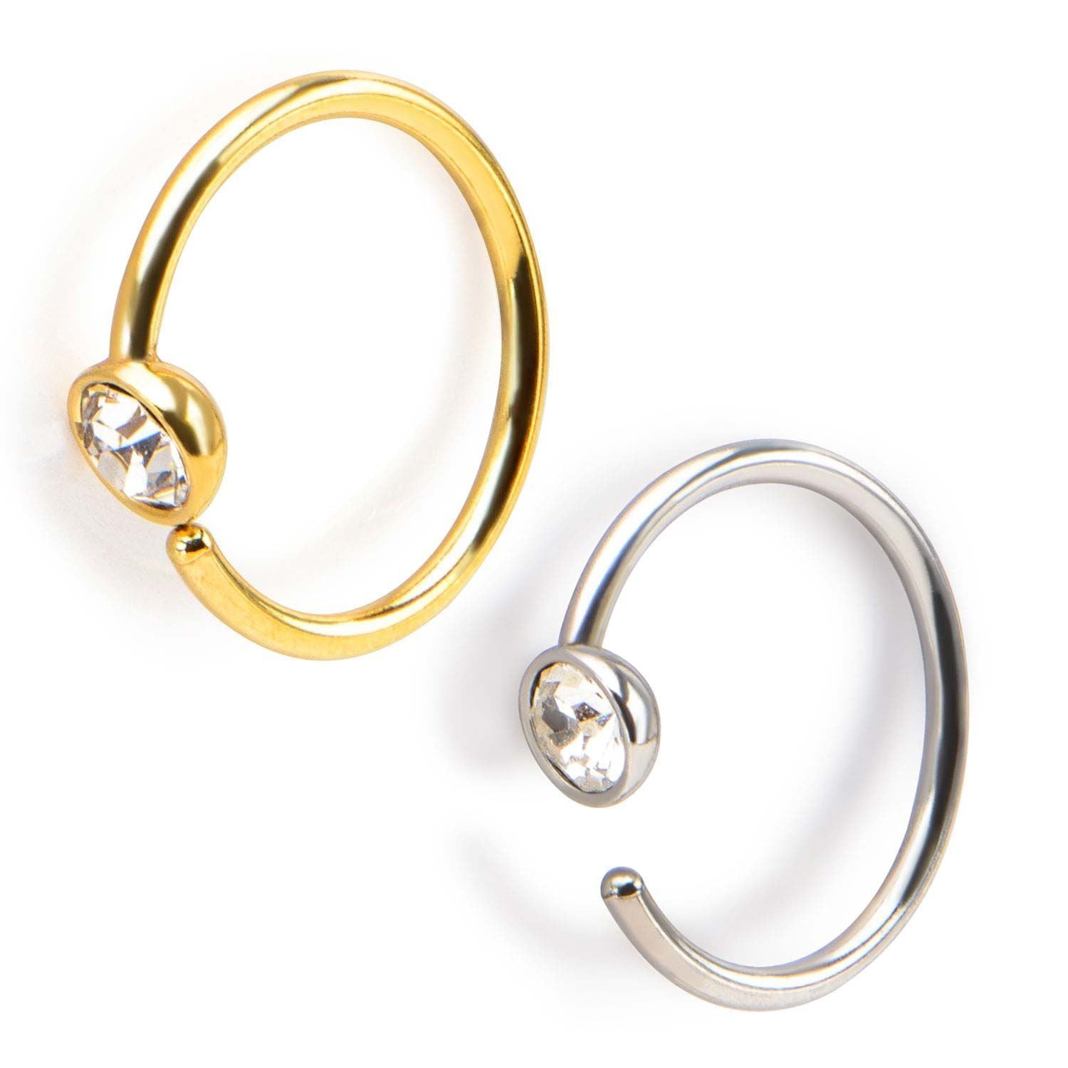 20g 5/16 Bezel Set Clear Gem Bendable Split Ring - 1 Piece