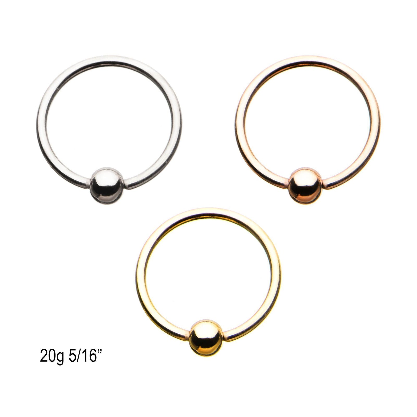 20G 5/16 Attach Ball Ring Captive Bead Ring
