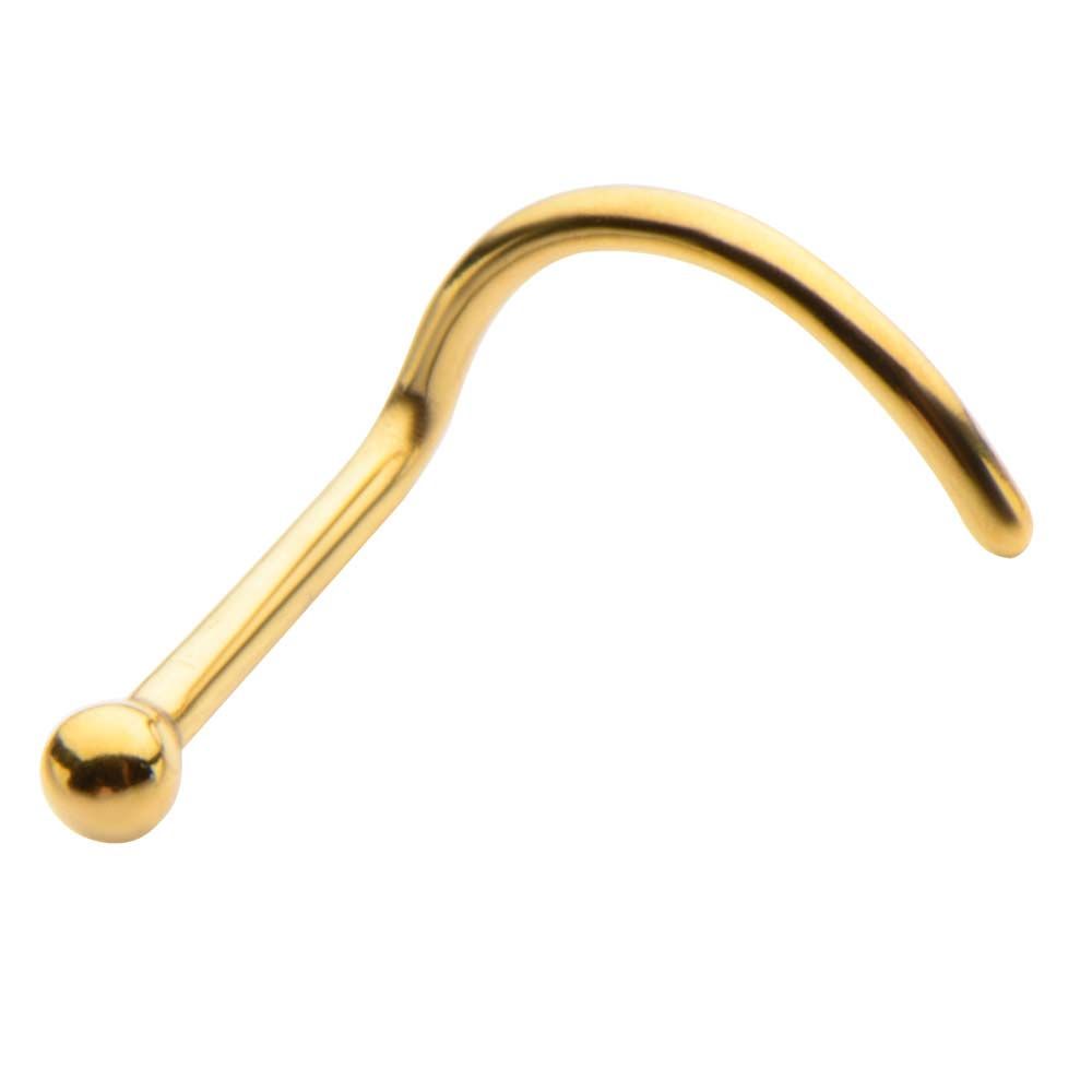 Nose Ring - Nose Screw 20g 6mm Gold PVD nose screw 15mm Ball -Rebel Bod-RebelBod