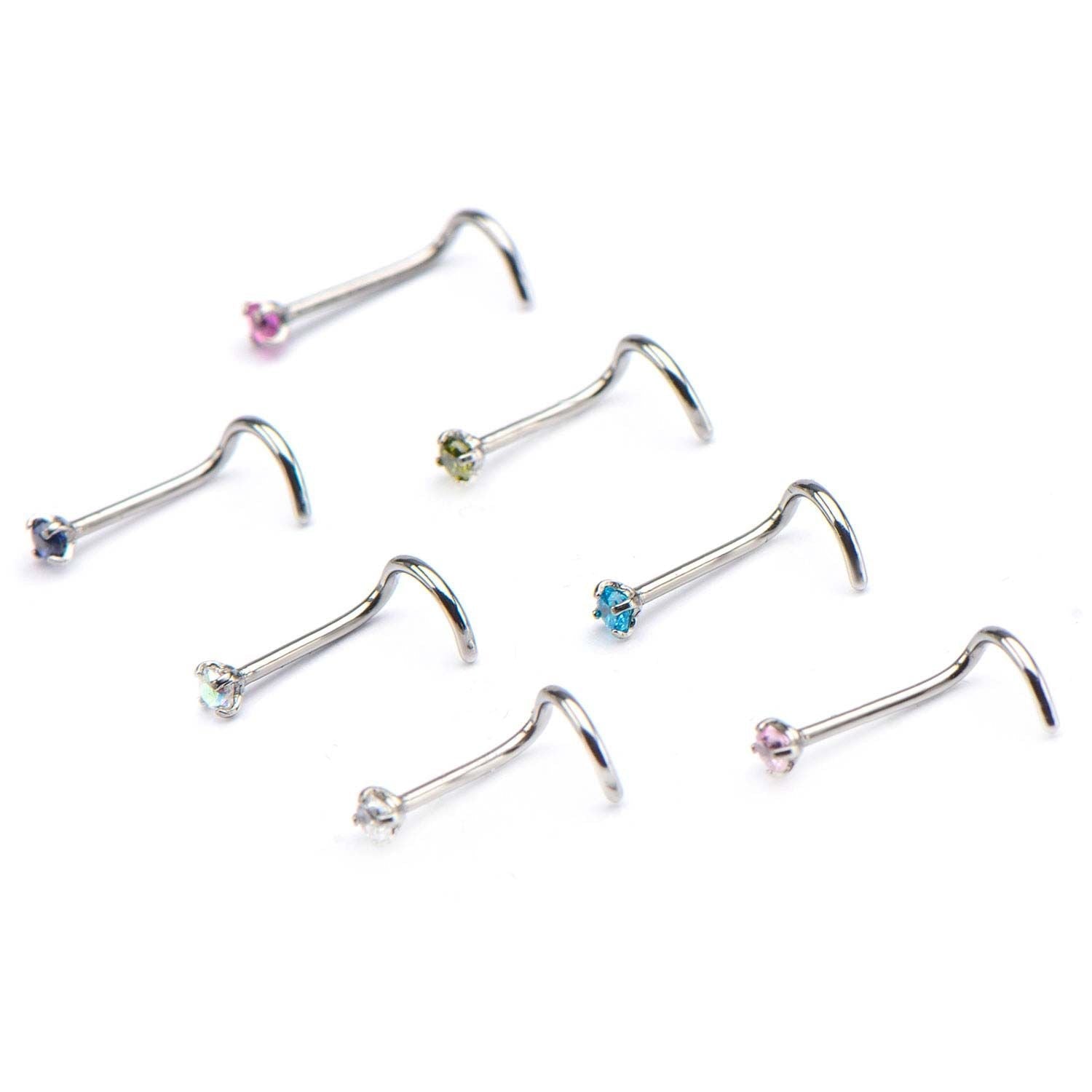 Nose Ring - Nose Screw 20g Nose Screw 2mm Prong Set Gem Top - 1 Pack -Rebel Bod-RebelBod