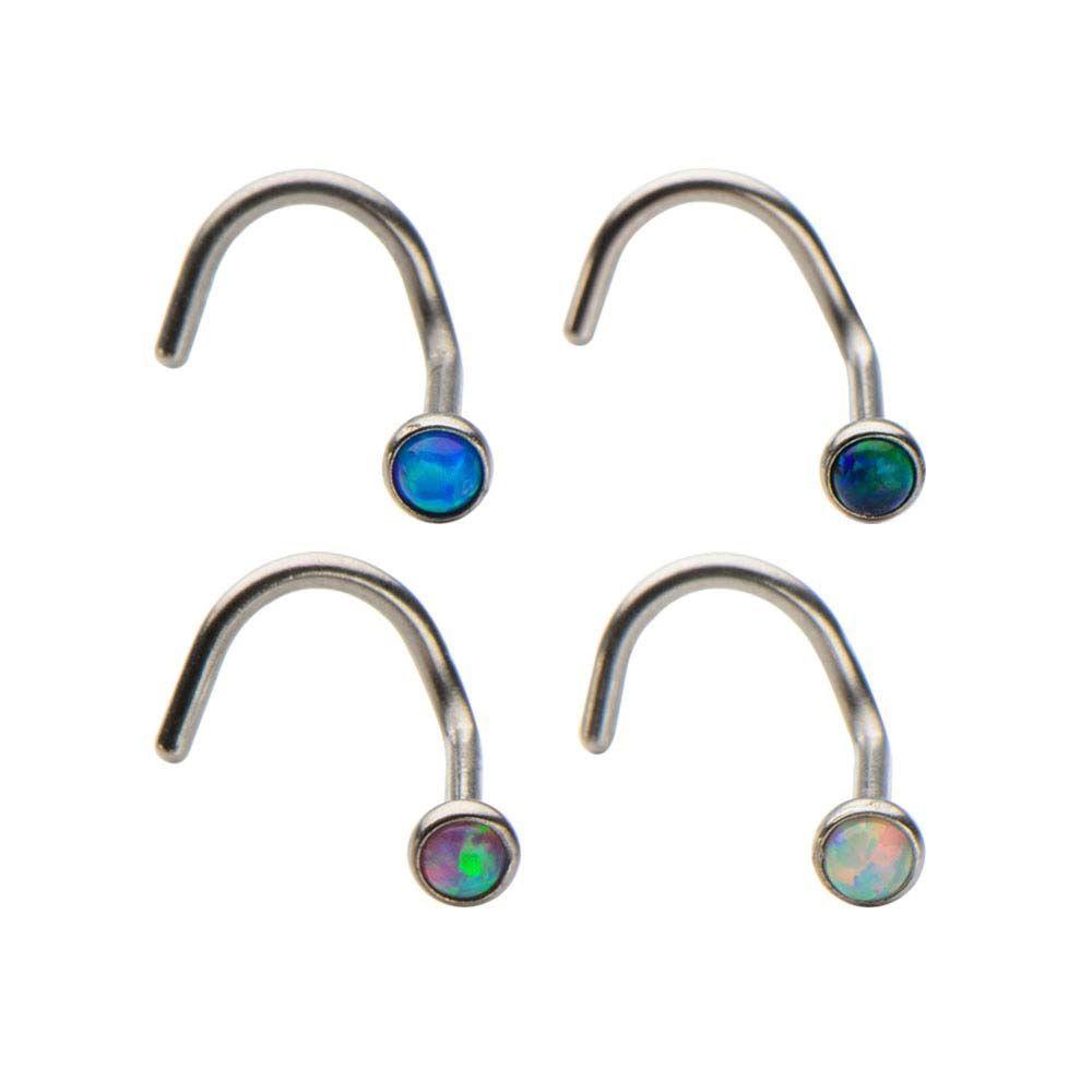Nose Ring - Nose Screw 20g Nose Screw with 2mm Bezel Set Synthetic Opal sbvnssopal -Rebel Bod-RebelBod