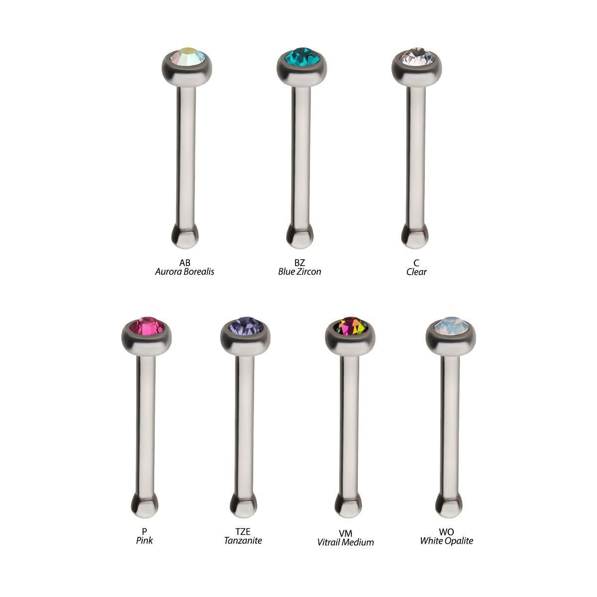 Nose Ring - Nose Studs 20g Press Fit Bezel Set Gem Top Nose Bone sbvnlpb -Rebel Bod-RebelBod