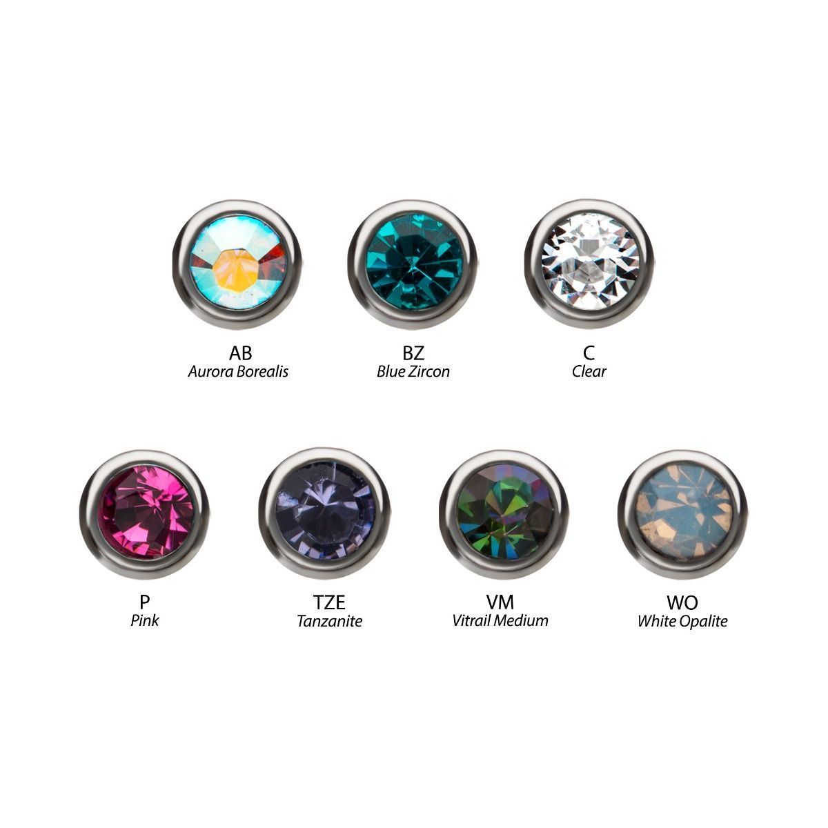 20g Press Fit Bezel Set Gem Top Nose Screw Nose Ring