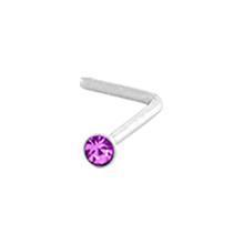 Nose Ring - L-Shaped Nose Ring 20g with 2mm Gem Top L Bend Shape sbvnbl2sf -Rebel Bod-RebelBod