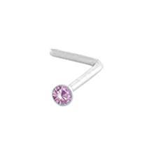 Nose Ring - L-Shaped Nose Ring 20g with 2mm Gem Top L Bend Shape sbvnbl2sf -Rebel Bod-RebelBod