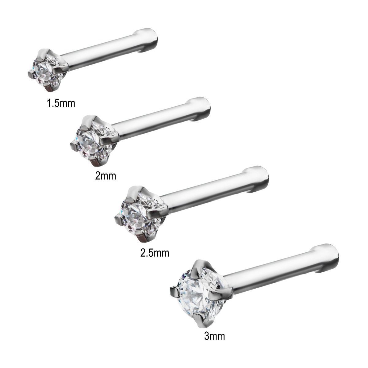 Nose Ring - Nose Studs 20g with a Prong Set Gem Top Nose Bone sbvno-0226 -Rebel Bod-RebelBod