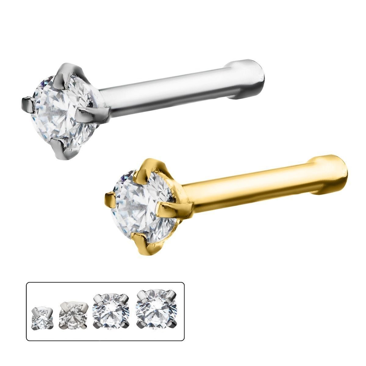 Nose Ring - Nose Studs 20g with a Prong Set Gem Top Nose Bone sbvno-0226 -Rebel Bod-RebelBod
