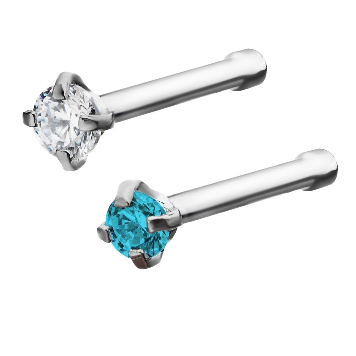 Nose Ring - Nose Studs 20g with a Prong Set Gem Top Nose Bone sbvno-0226 -Rebel Bod-RebelBod