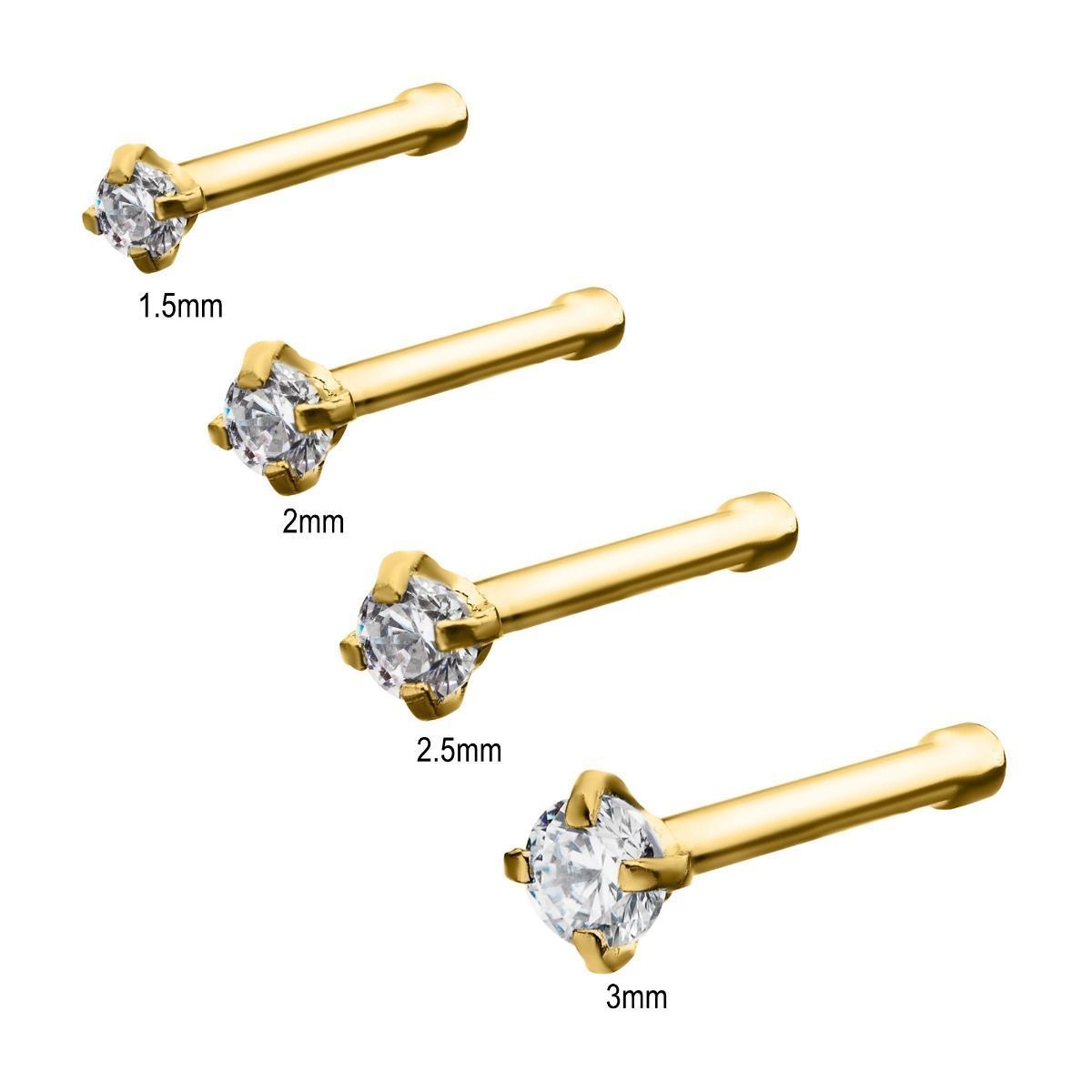 Nose Ring - Nose Studs 20g with a Prong Set Gem Top Nose Bone sbvno-0226 -Rebel Bod-RebelBod