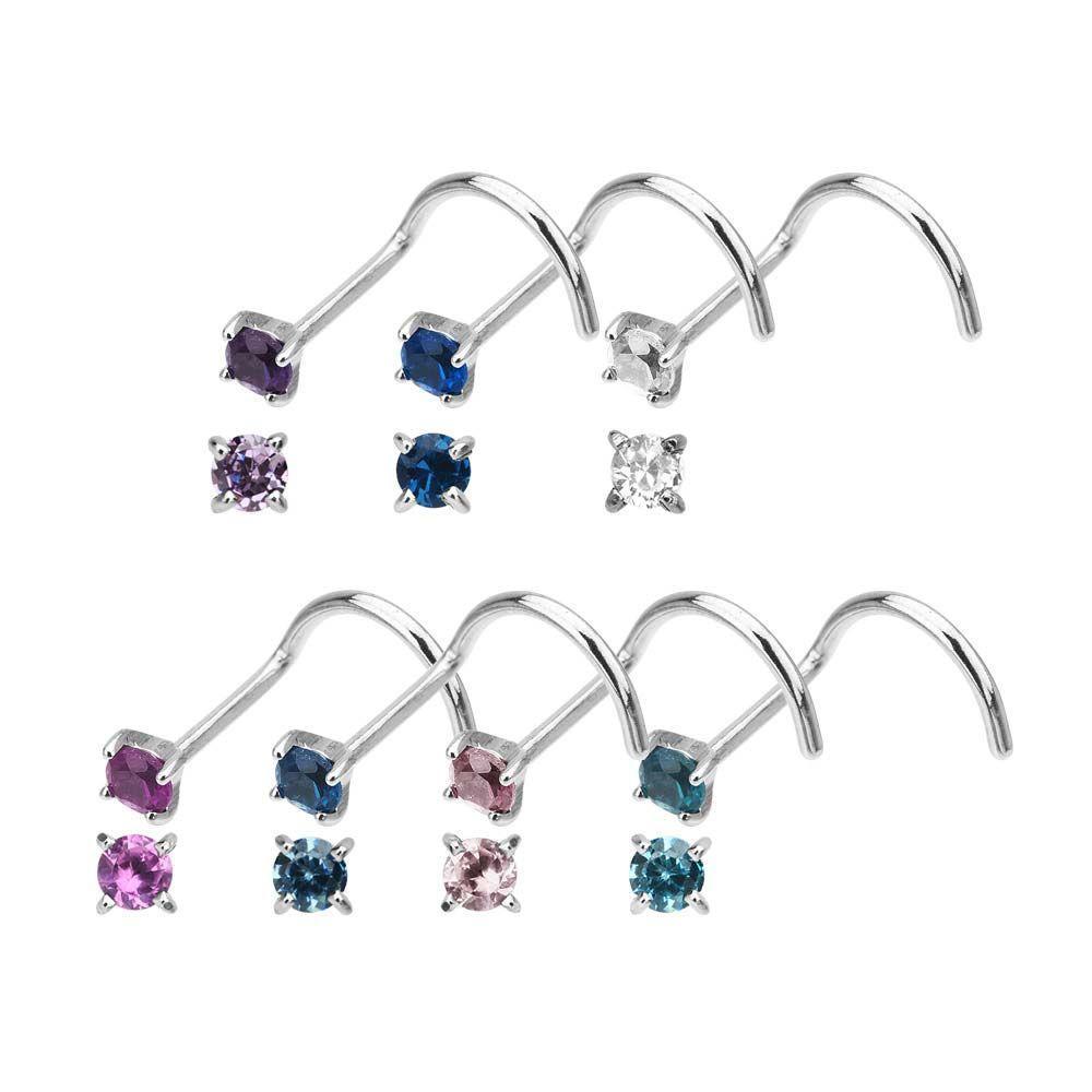 Nose Ring - Nose Screw 20g with Prong Set Gem Top Nose Screw sbvno-0228 -Rebel Bod-RebelBod