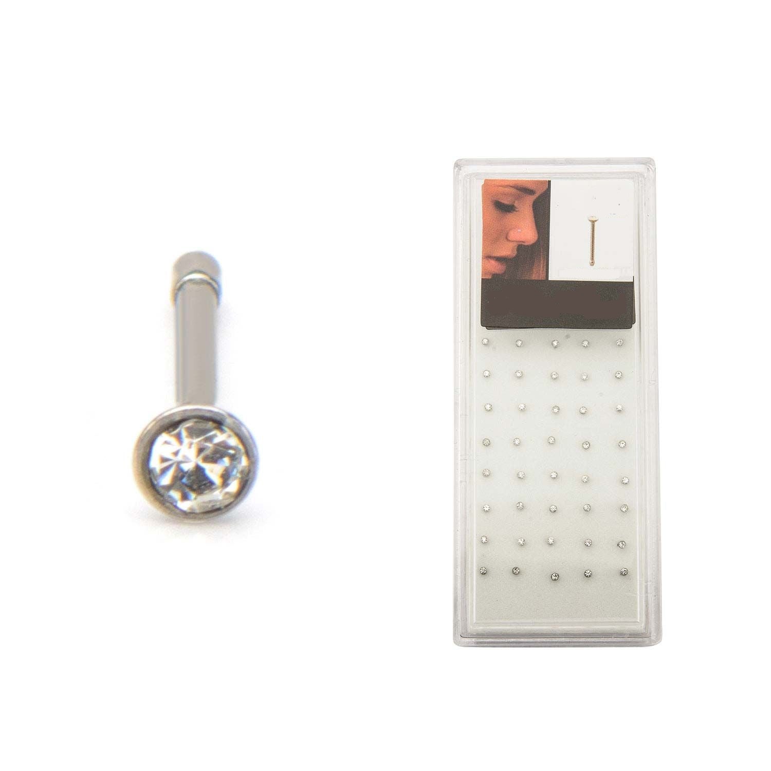 Nose Ring - Nose Studs 22g 2mm Gem Top Nose Bone - 1 Pack -Rebel Bod-RebelBod