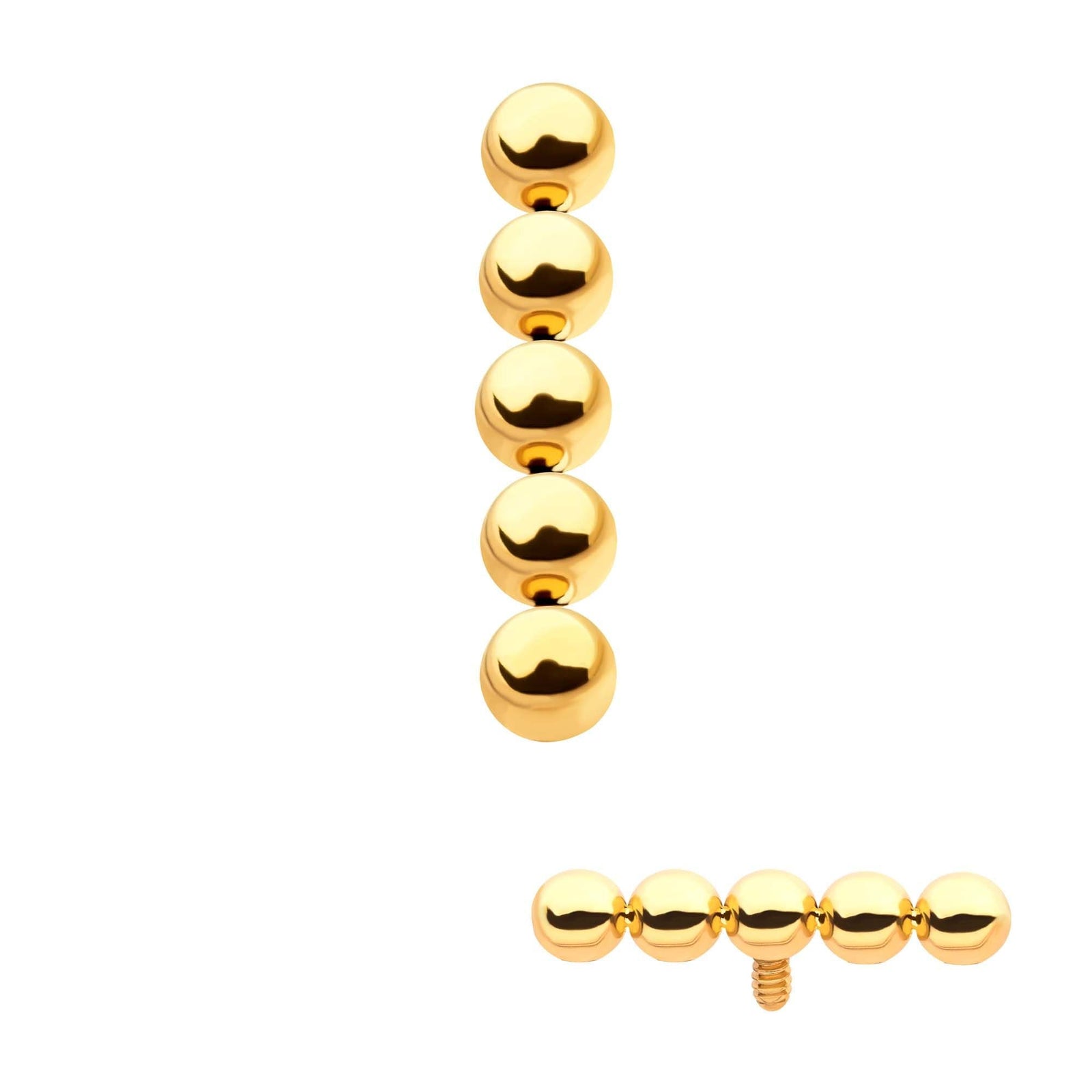 24Kt Gold PVD Titanium Internally Threaded 5-Bead Cluster Top tip24ktd46-16 -Rebel Bod-RebelBod