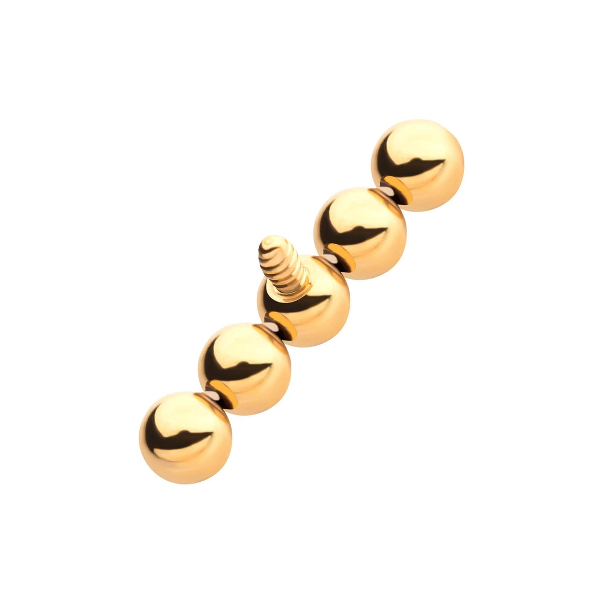 24Kt Gold PVD Titanium Internally Threaded 5-Bead Cluster Top tip24ktd46-16 -Rebel Bod-RebelBod
