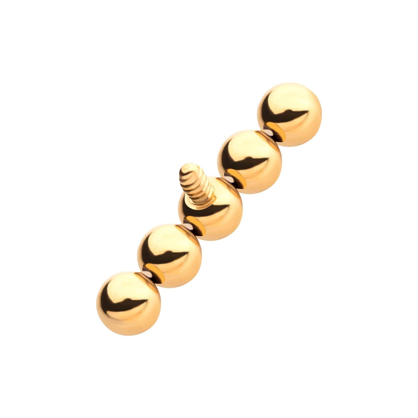 24Kt Gold PVD Titanium Internally Threaded 5-Bead Cluster Top tip24ktd46-16 -Rebel Bod-RebelBod