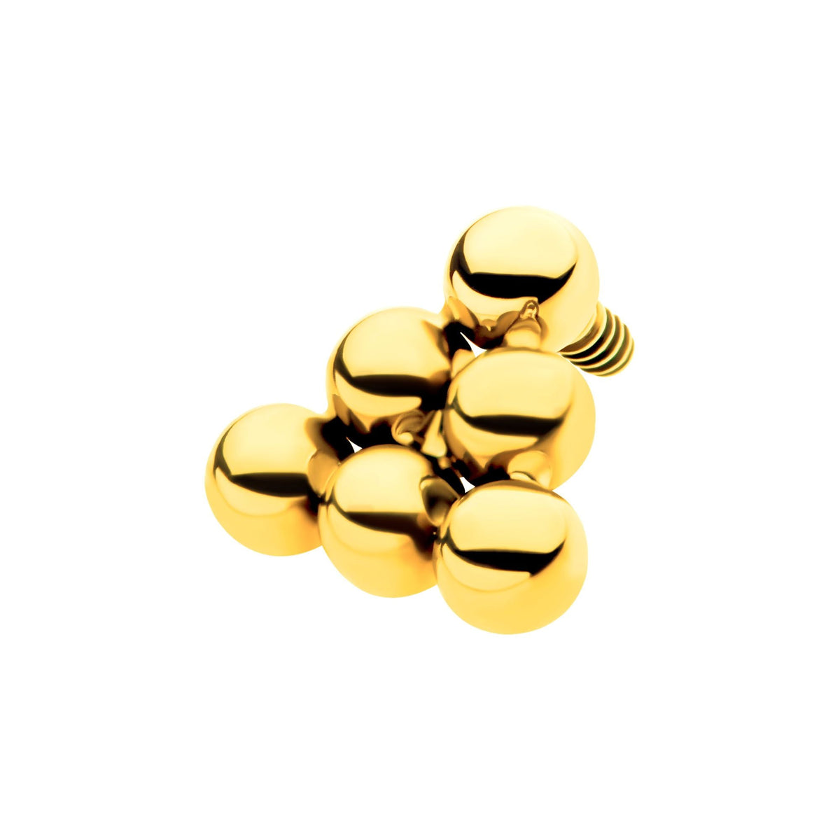 24Kt Gold PVD Titanium Internally Threaded 6 Beads Pyramid Shape Top tip24ktd801 -Rebel Bod-RebelBod