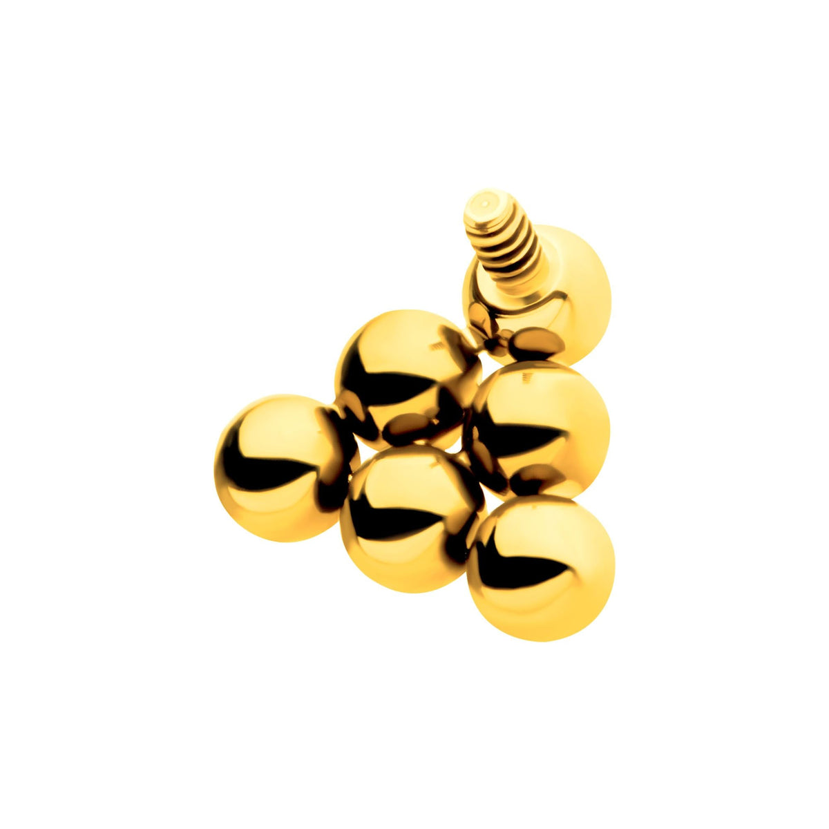 24Kt Gold PVD Titanium Internally Threaded 6 Beads Pyramid Shape Top tip24ktd801 -Rebel Bod-RebelBod