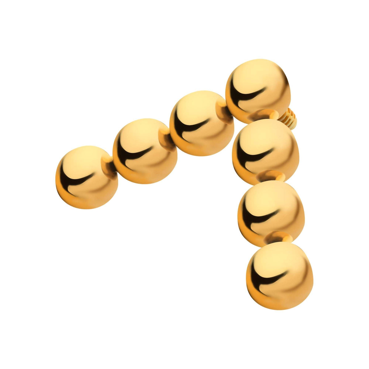 24Kt Gold PVD Titanium Internally Threaded 7-Bead Triangle Shape Top tip24ktd47-16 -Rebel Bod-RebelBod