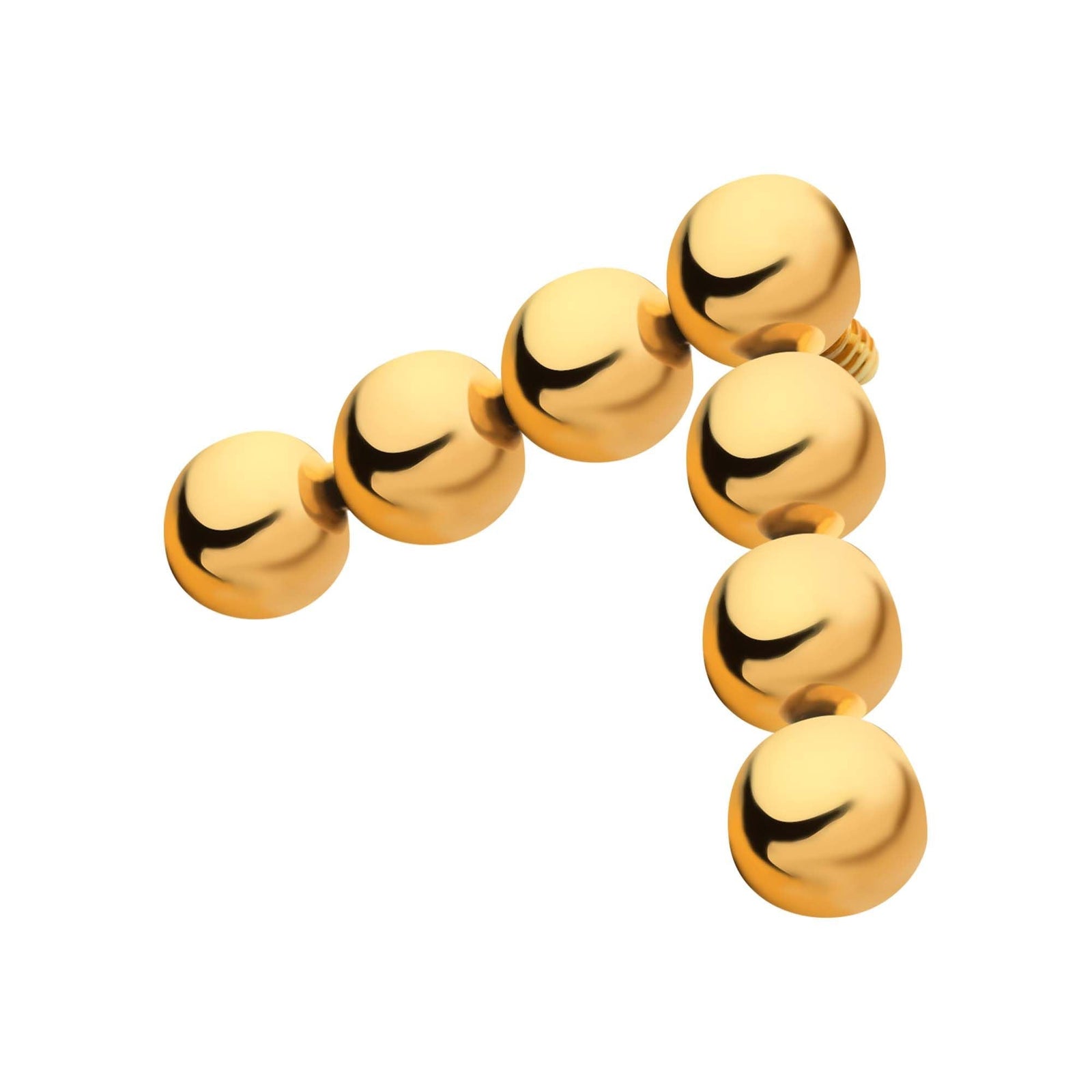 24Kt Gold PVD Titanium Internally Threaded 7-Bead Triangle Shape Top tip24ktd47-16 -Rebel Bod-RebelBod