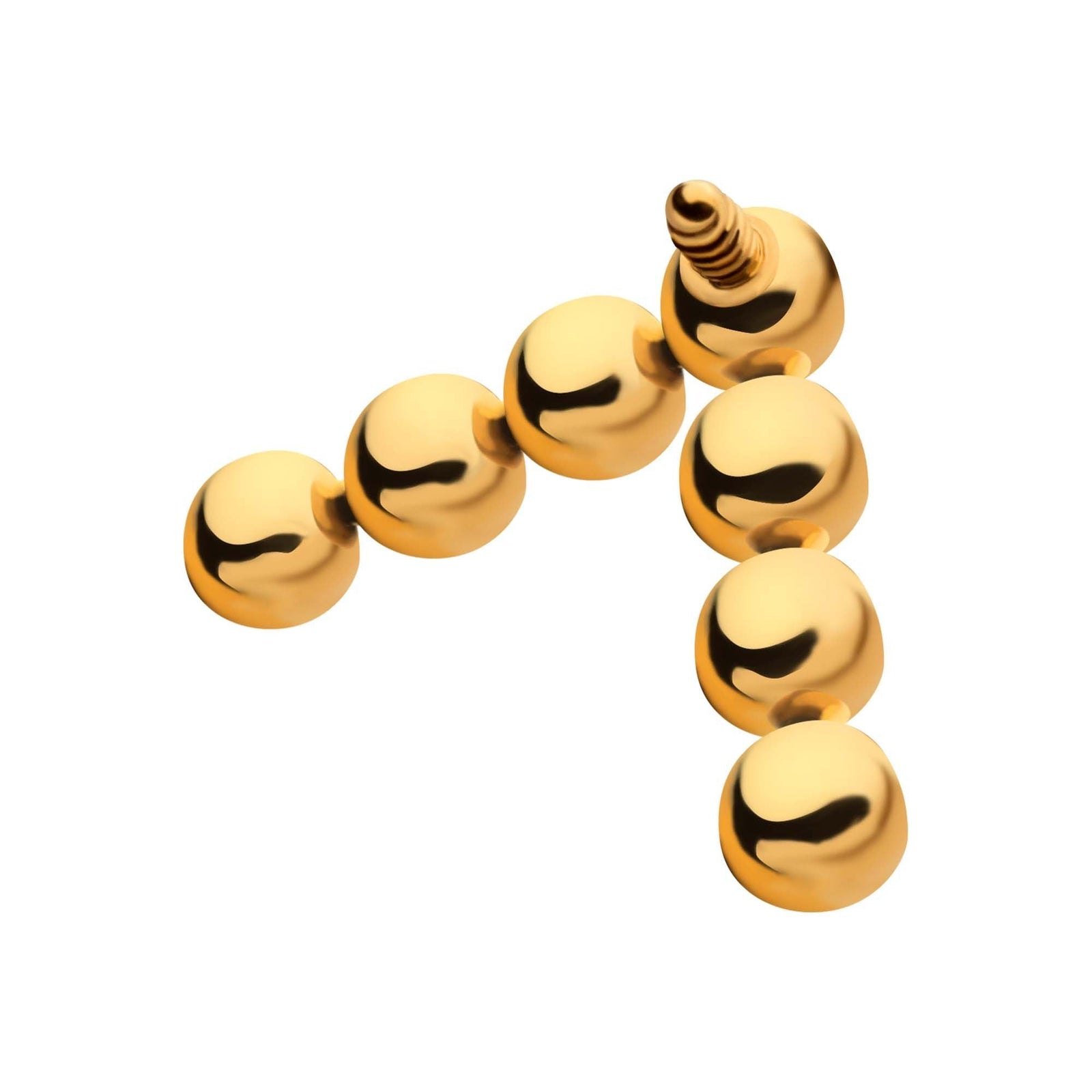 24Kt Gold PVD Titanium Internally Threaded 7-Bead Triangle Shape Top tip24ktd47-16 -Rebel Bod-RebelBod