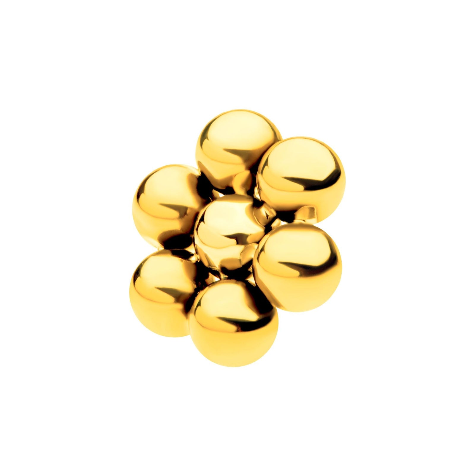 24Kt Gold PVD Titanium Internally Threaded 7 Beads Hexagon Shape Top tip24ktd802 -Rebel Bod-RebelBod