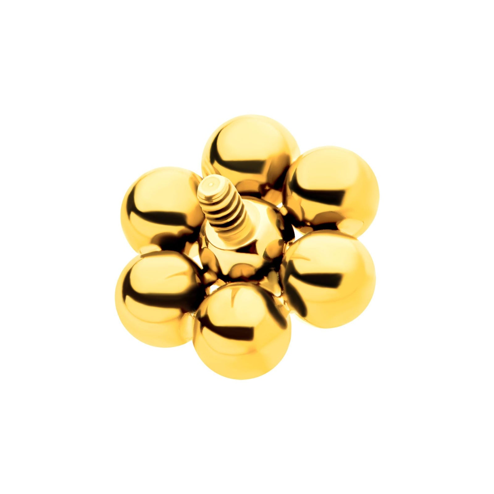 24Kt Gold PVD Titanium Internally Threaded 7 Beads Hexagon Shape Top tip24ktd802 -Rebel Bod-RebelBod