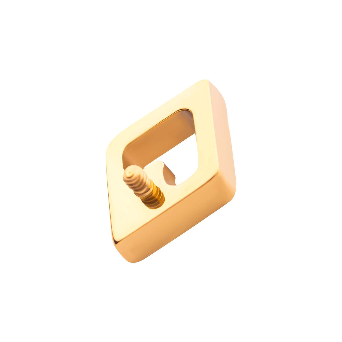 24Kt Gold PVD Titanium Internally Threaded Diamond Shape Clear CZ Top  tip24ktd50-16c -Rebel Bod-RebelBod