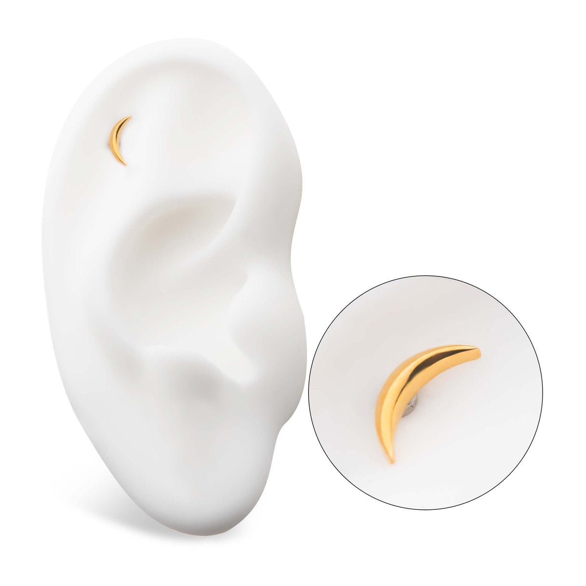 24Kt Gold PVD Titanium Internally Threaded Dome Moon Top tip24ktd58-16 -Rebel Bod-RebelBod