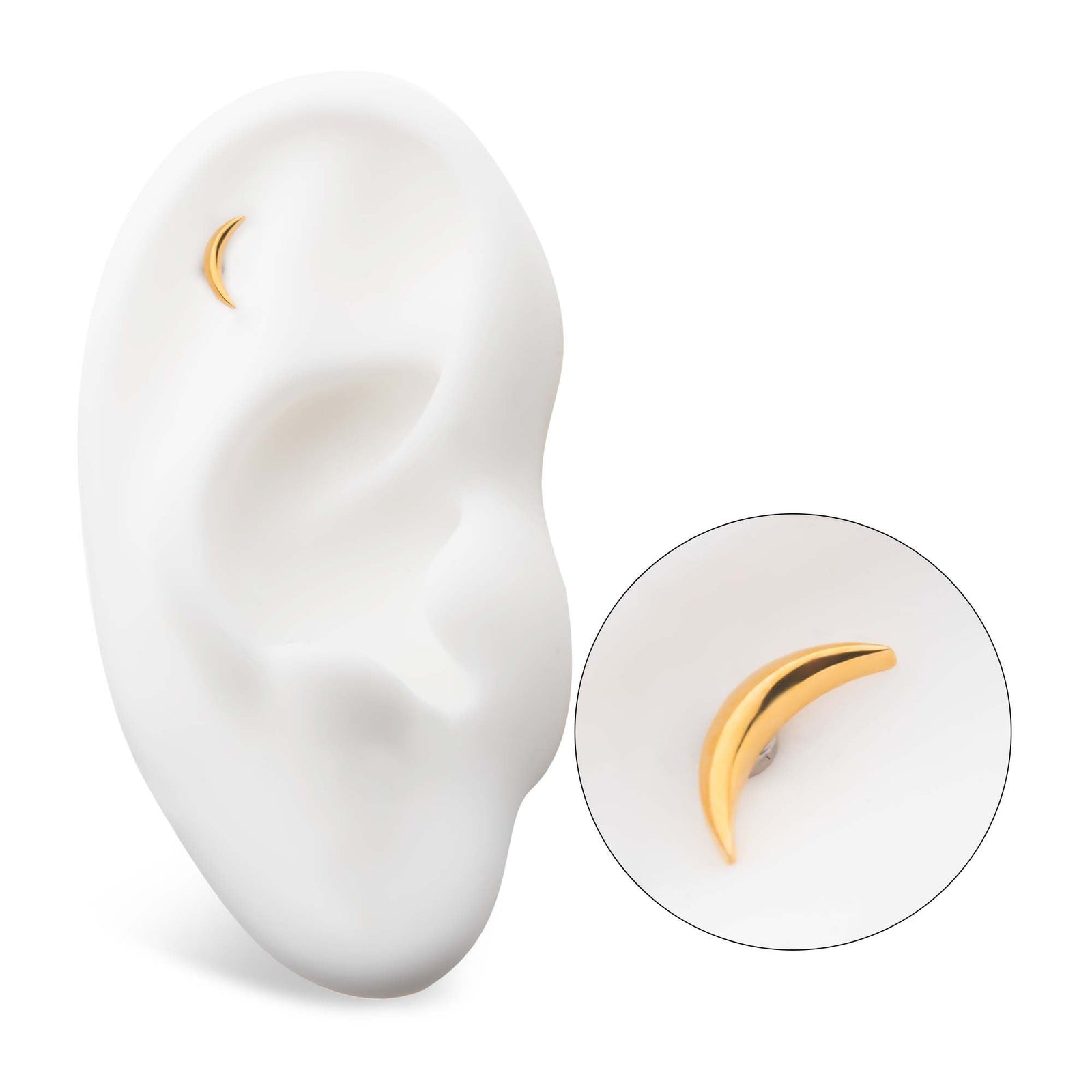 24Kt Gold PVD Titanium Internally Threaded Dome Moon Top tip24ktd58-16 -Rebel Bod-RebelBod