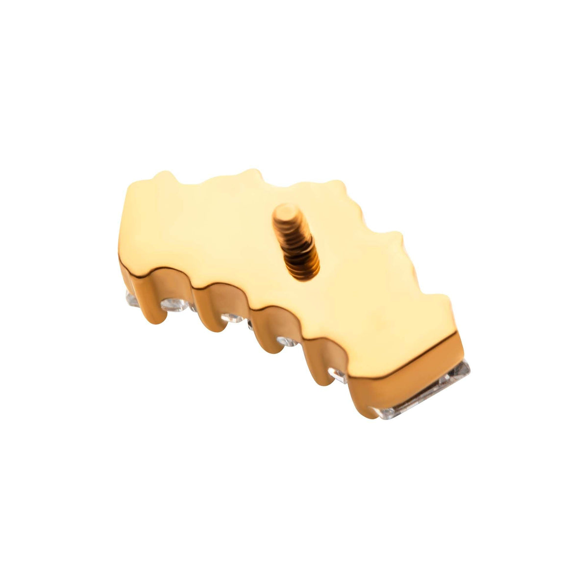 24Kt Gold PVD Titanium Internally Threaded Prong Set Baguette CZ 5-Cluster Top tip24td705-16 -Rebel Bod-RebelBod