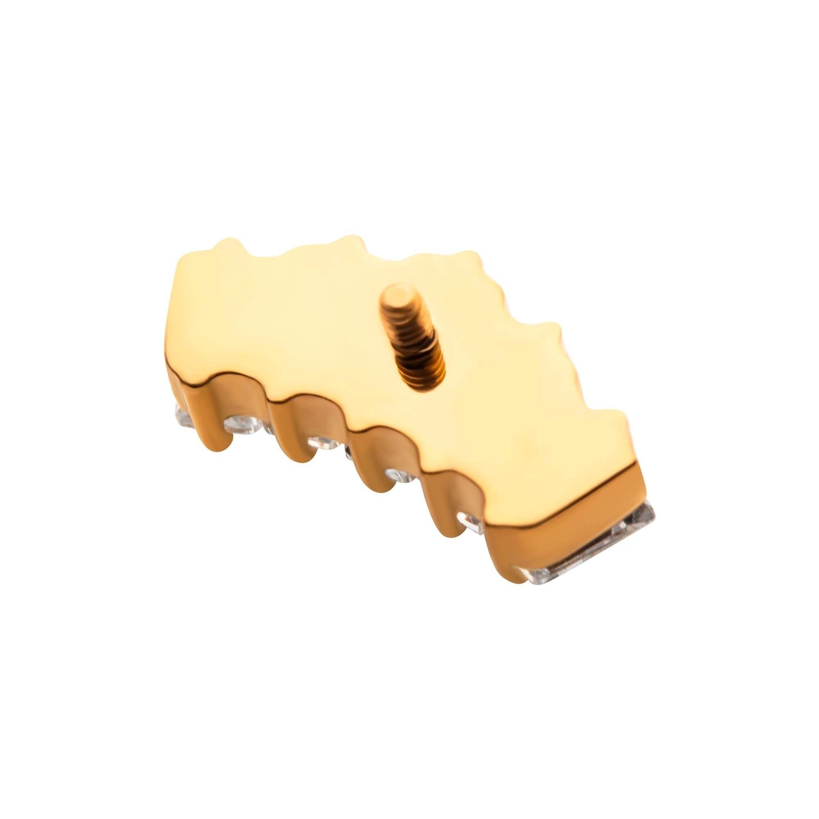 24Kt Gold PVD Titanium Internally Threaded Prong Set Baguette CZ 5-Cluster Top tip24td705-16 -Rebel Bod-RebelBod