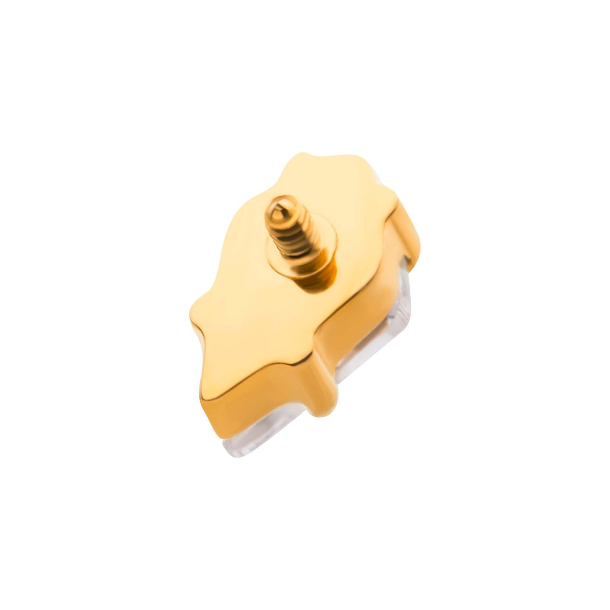 24Kt Gold PVD Titanium Internally Threaded Prong Set Kite Shaped CZ Top tip24td701-16 -Rebel Bod-RebelBod