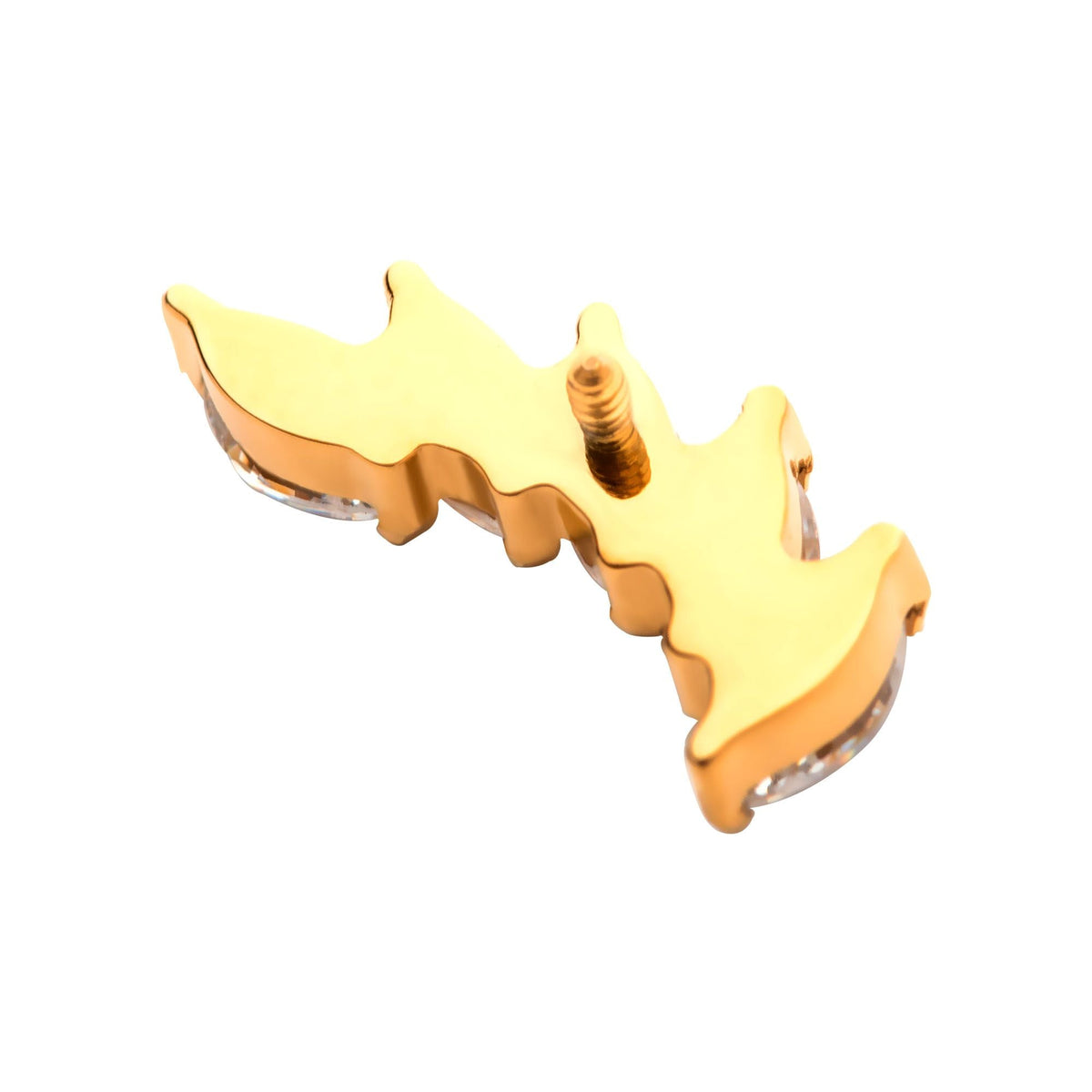 24Kt Gold PVD Titanium Internally Threaded Prong Set Marquise 5 Gem Curved Fan Top tip24ktd800 -Rebel Bod-RebelBod