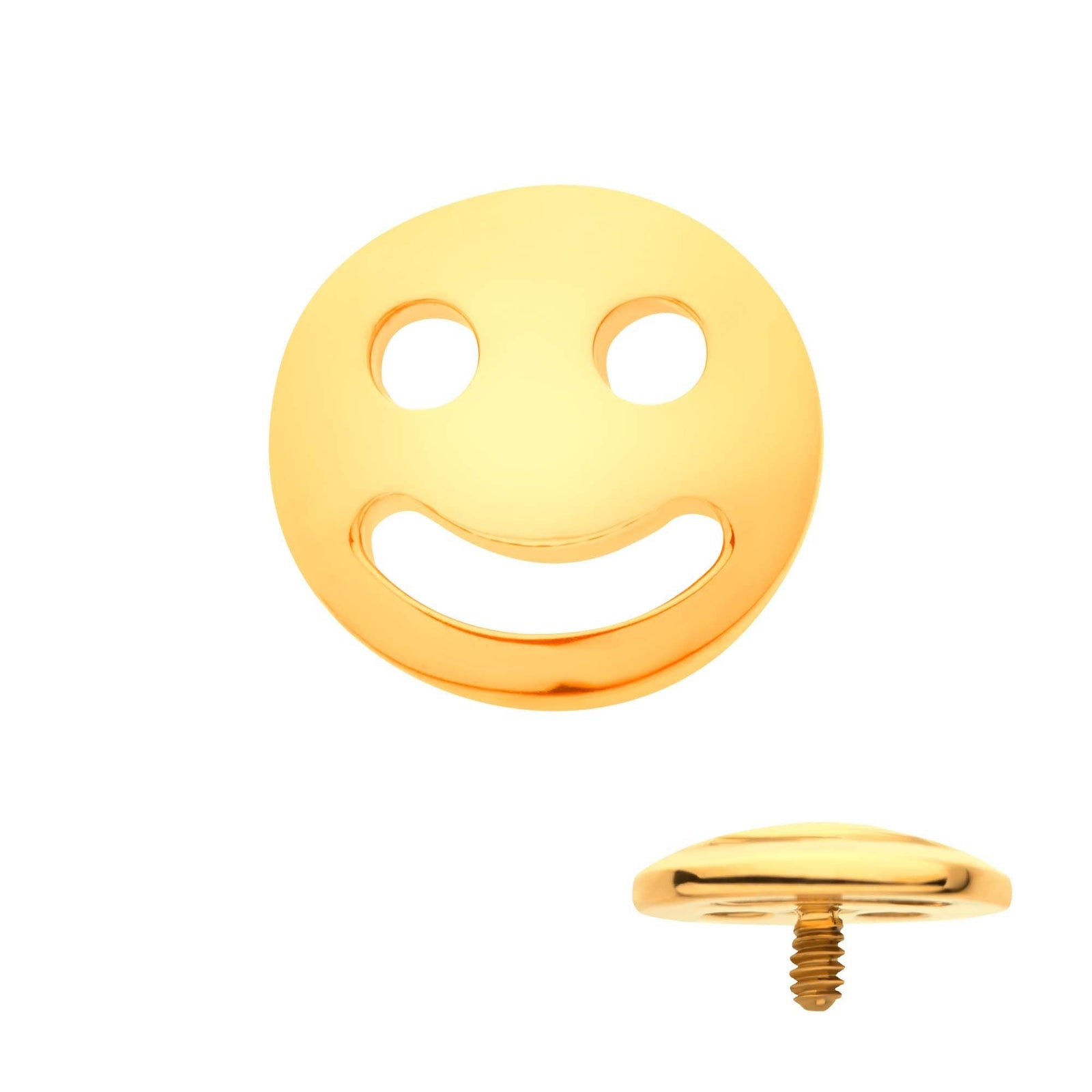 24Kt Gold PVD Titanium Internally Threaded Smiley Face Emoji