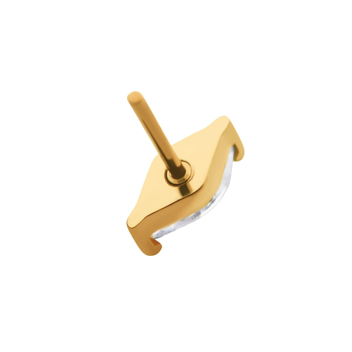 24Kt Gold PVD Titanium Threadless 2-Prong Marquise CZ Top tip24ktls38c -Rebel Bod-RebelBod