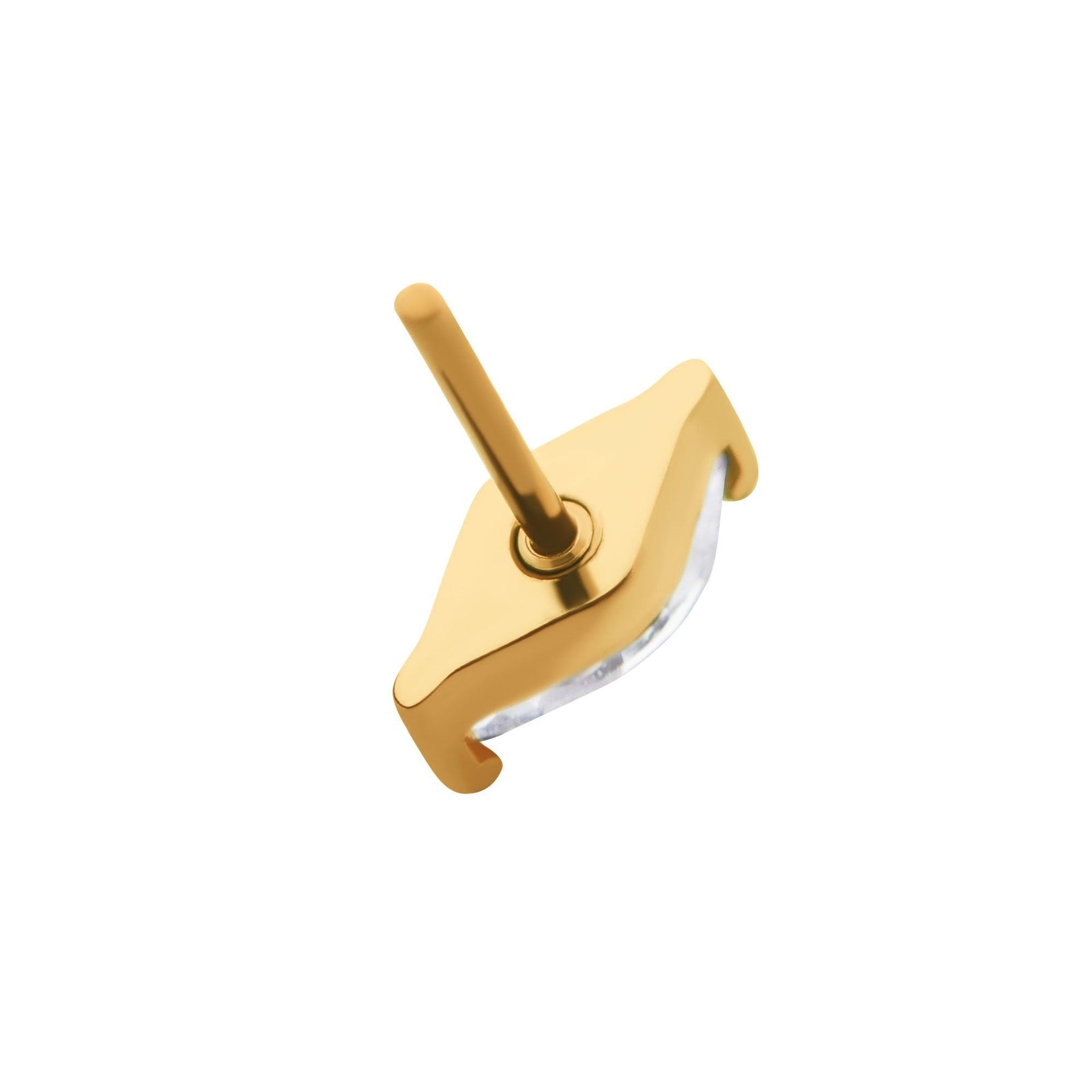 24Kt Gold PVD Titanium Threadless 2-Prong Marquise CZ Top tip24ktls38c -Rebel Bod-RebelBod