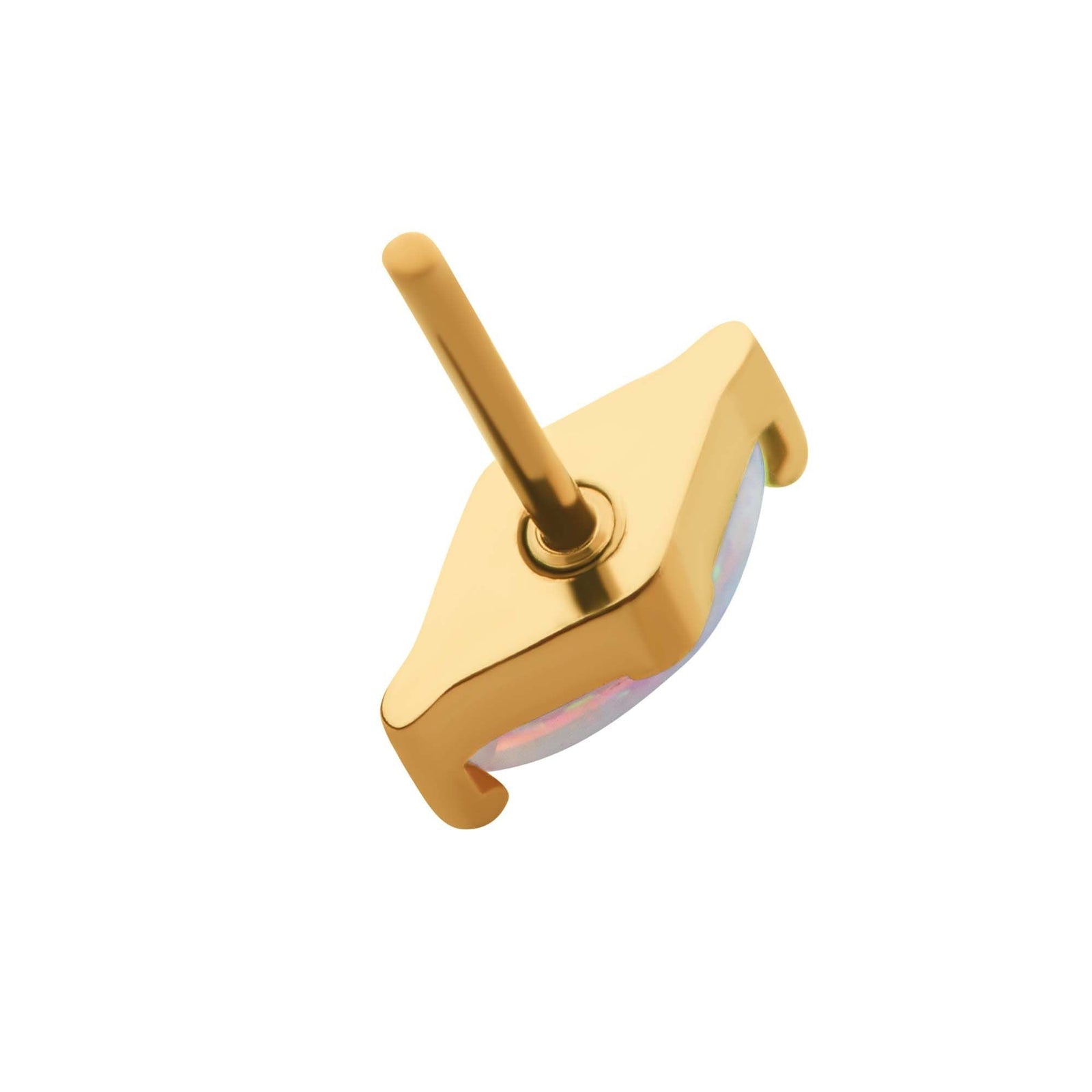 24Kt Gold PVD Titanium Threadless 2-Prong Marquise Opal Top tip24ktls38opw -Rebel Bod-RebelBod