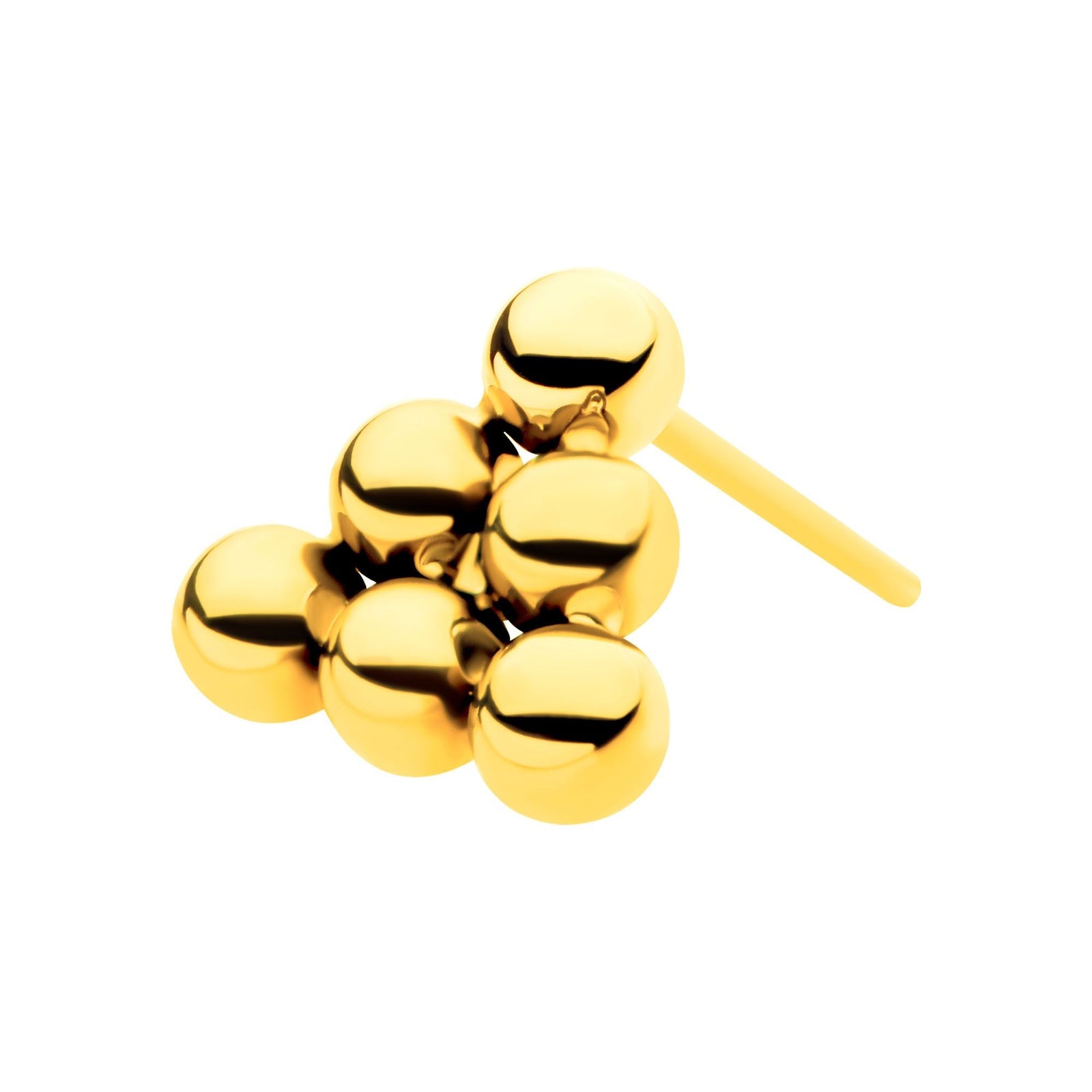 24Kt Gold PVD Titanium Threadless 6 Beads Pyramid Shape Top tip24ktls801 -Rebel Bod-RebelBod