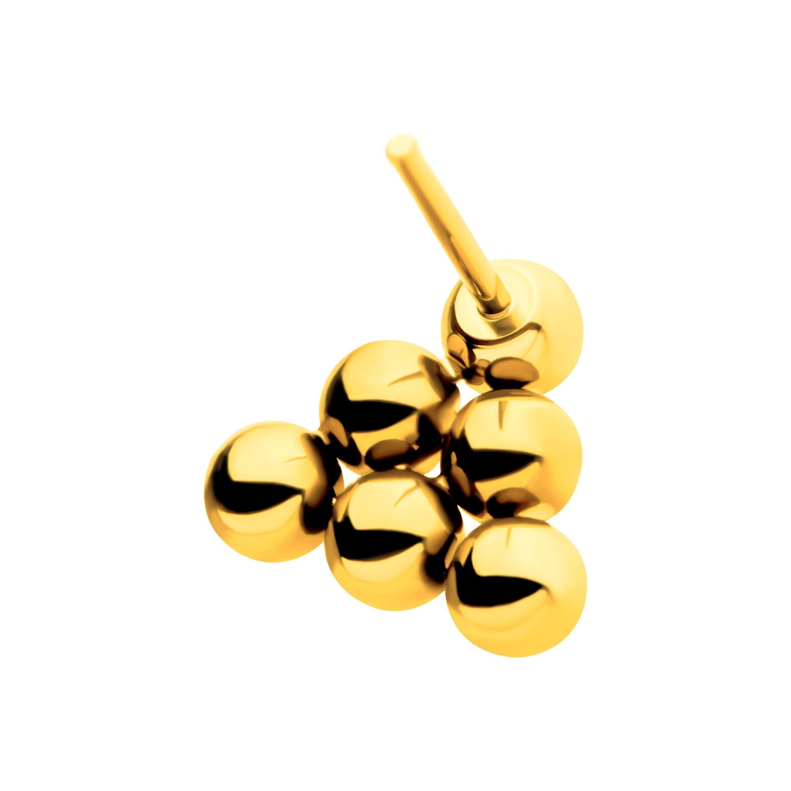 24Kt Gold PVD Titanium Threadless 6 Beads Pyramid Shape Top tip24ktls801 -Rebel Bod-RebelBod