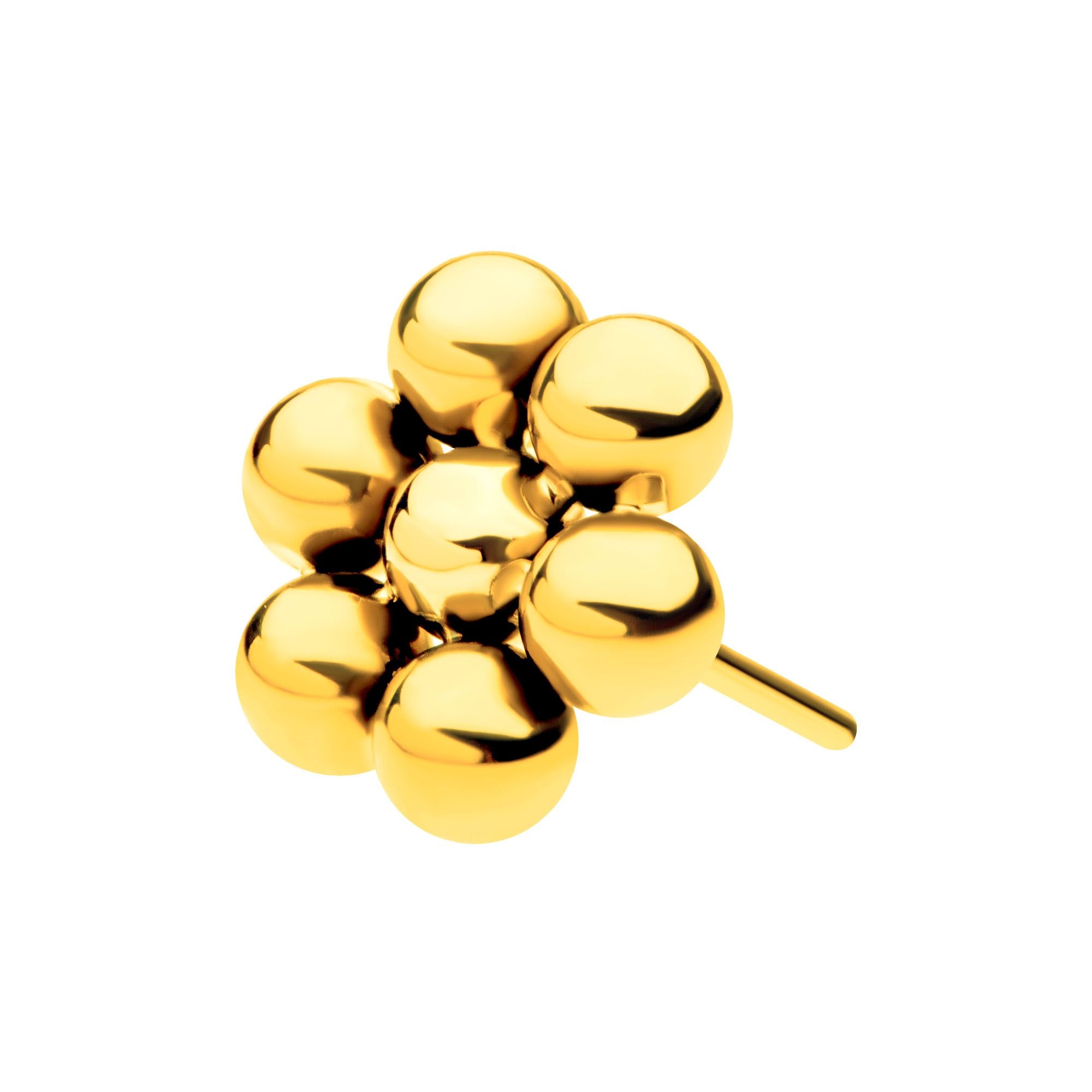 24Kt Gold PVD Titanium Threadless 7 Beads Hexagon Shape Top tip24ktls802 -Rebel Bod-RebelBod