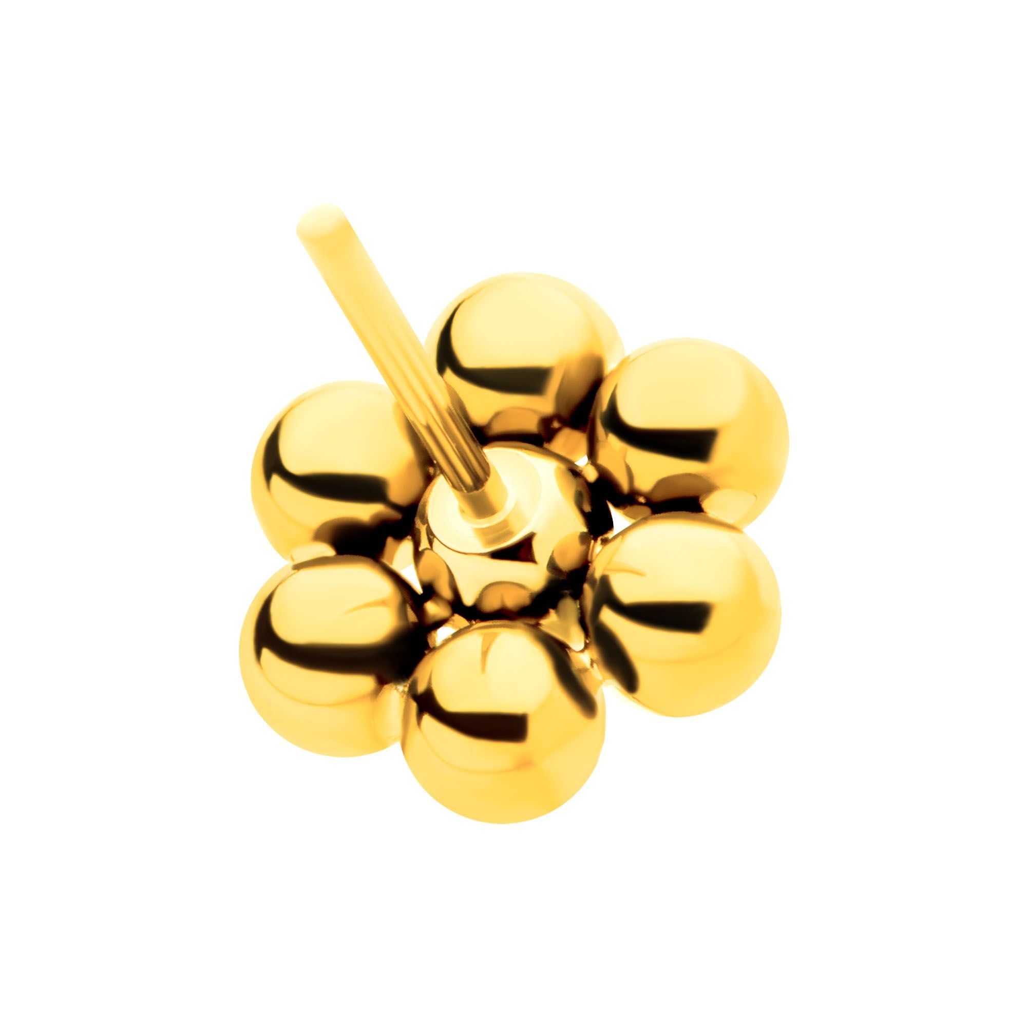 24Kt Gold PVD Titanium Threadless 7 Beads Hexagon Shape Top tip24ktls802 -Rebel Bod-RebelBod