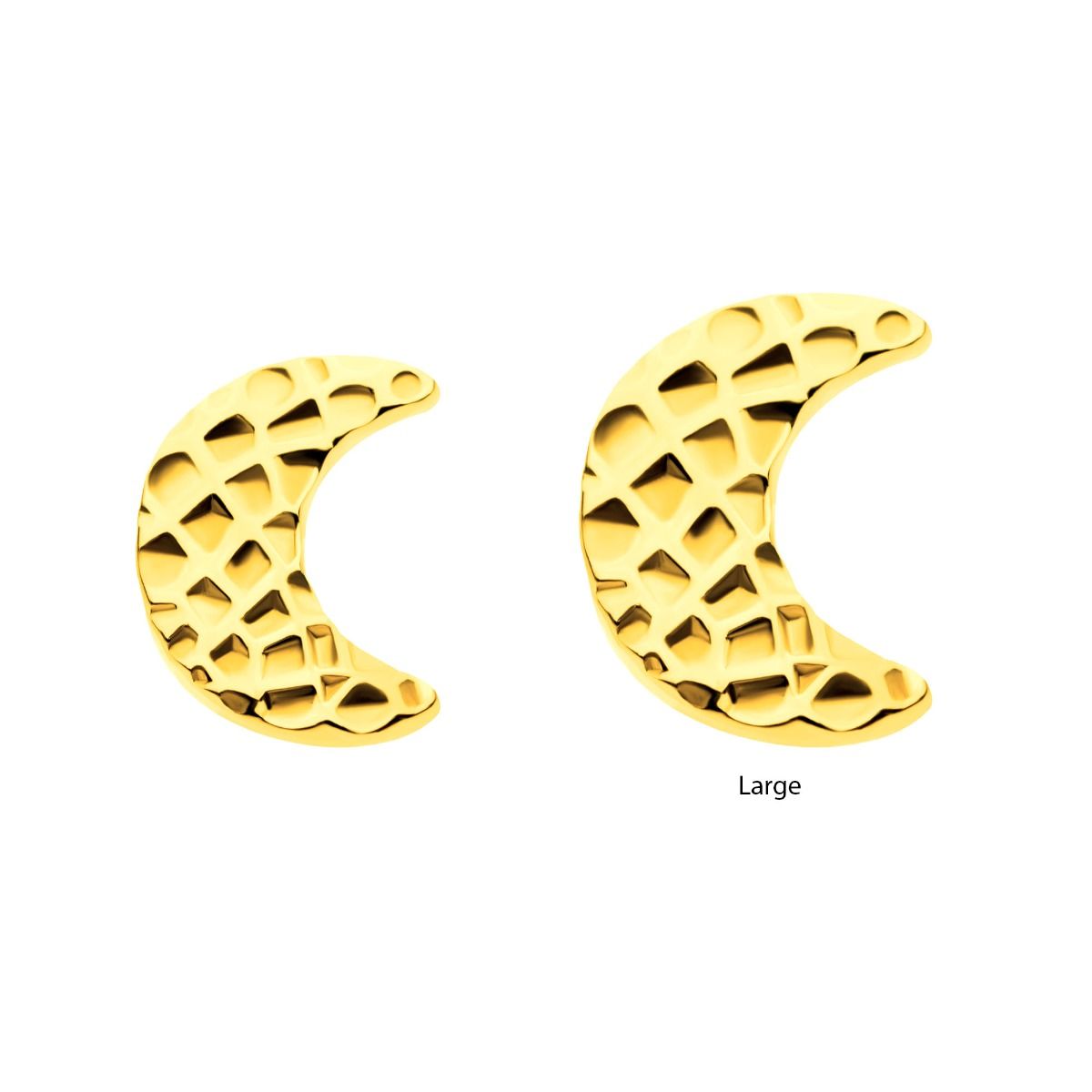 24Kt Gold PVD Titanium Threadless Hammered Crescent Moon Top tip24ktls59 -Rebel Bod-RebelBod